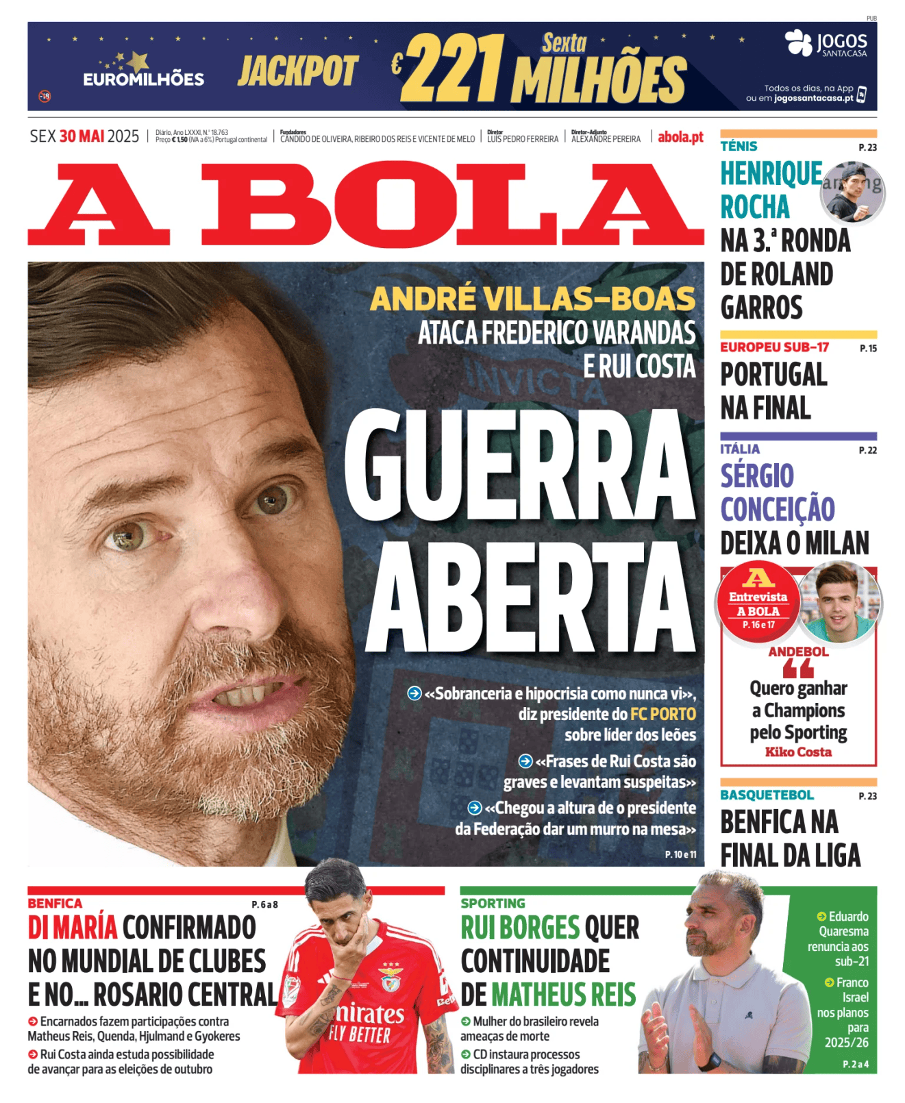 Prima-pagina-A-BOLA-oggi-edizione-di-oggi-20250530