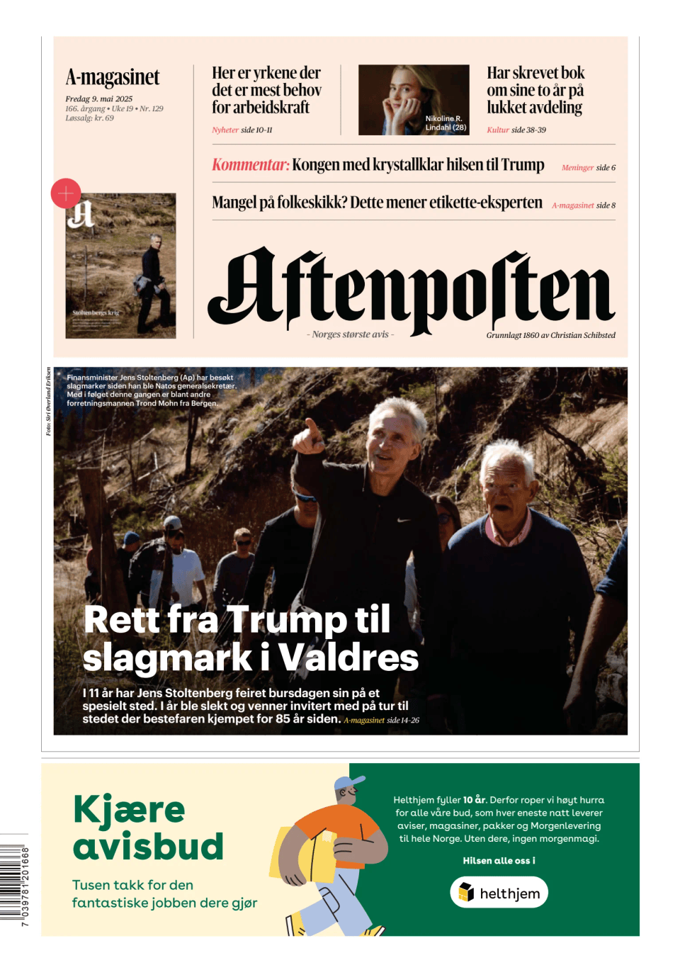 Prima-pagina-Aftenposten-oggi-edizione-di-oggi-20250509