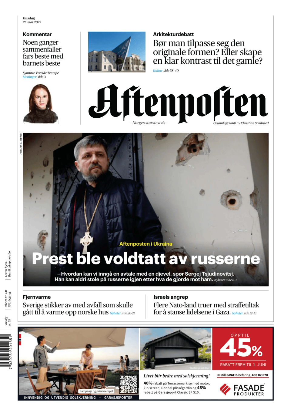 Prima-pagina-Aftenposten-oggi-edizione-di-oggi-20250521