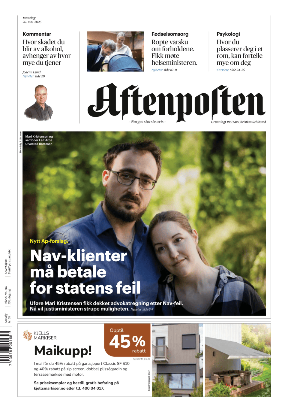 Prima-pagina-Aftenposten-oggi-edizione-di-oggi-20250526