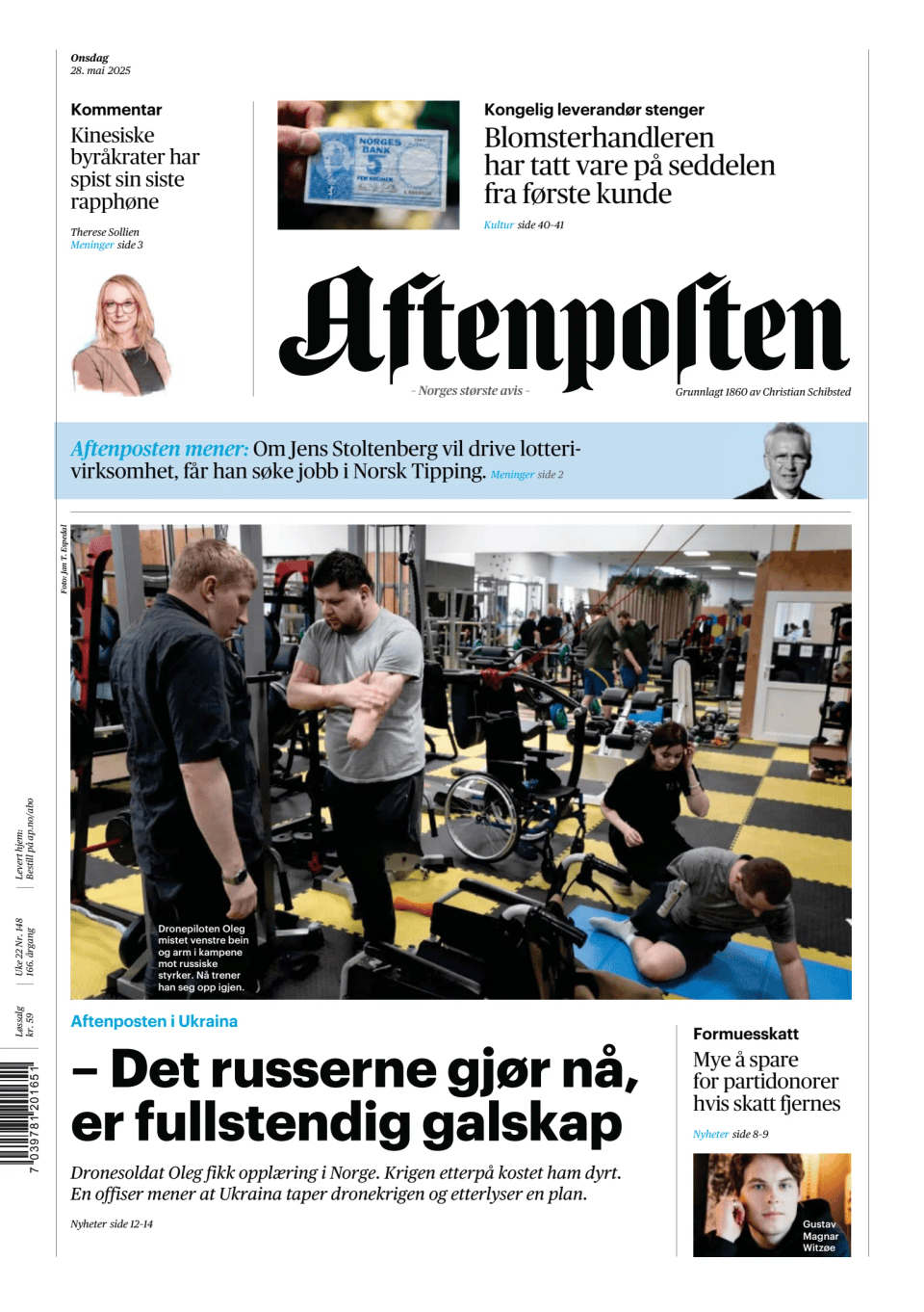 Prima-pagina-Aftenposten-oggi-edizione-di-oggi-20250528