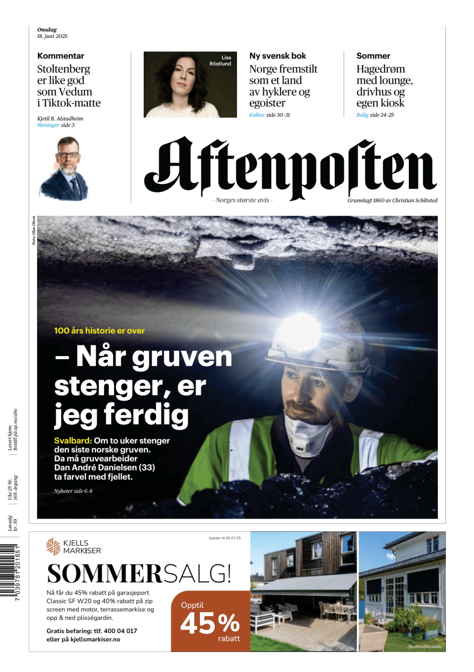 Prima-pagina-Aftenposten-oggi-edizione-di-oggi-20250618