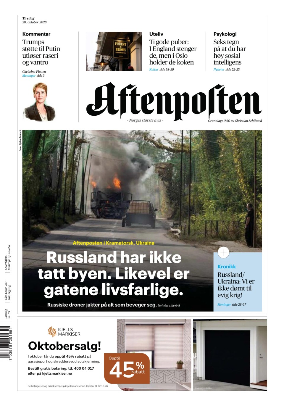 Prima-pagina-Aftenposten-oggi-edizione-di-oggi-20261020