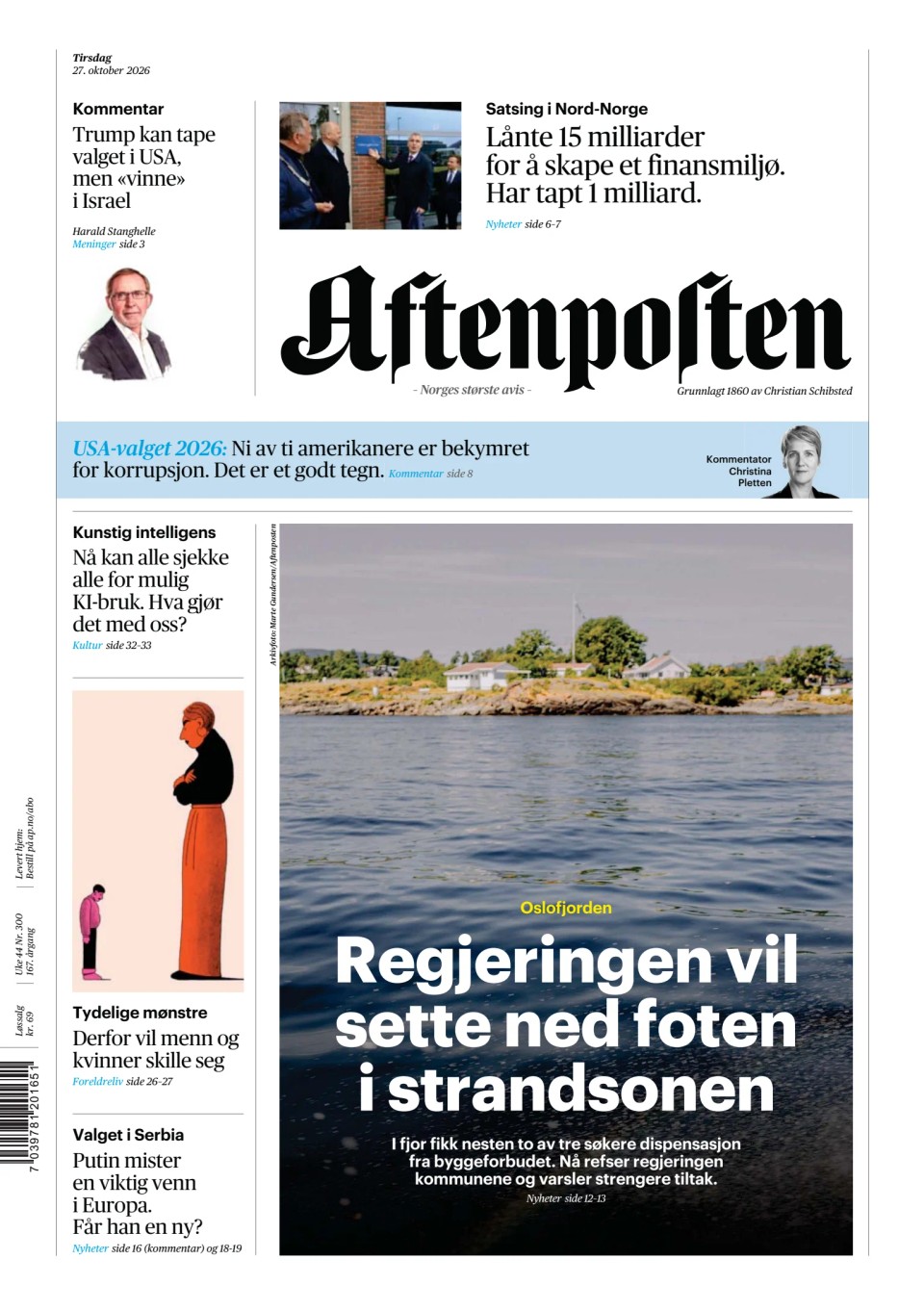 Prima-pagina-Aftenposten-oggi-edizione-di-oggi-20261027