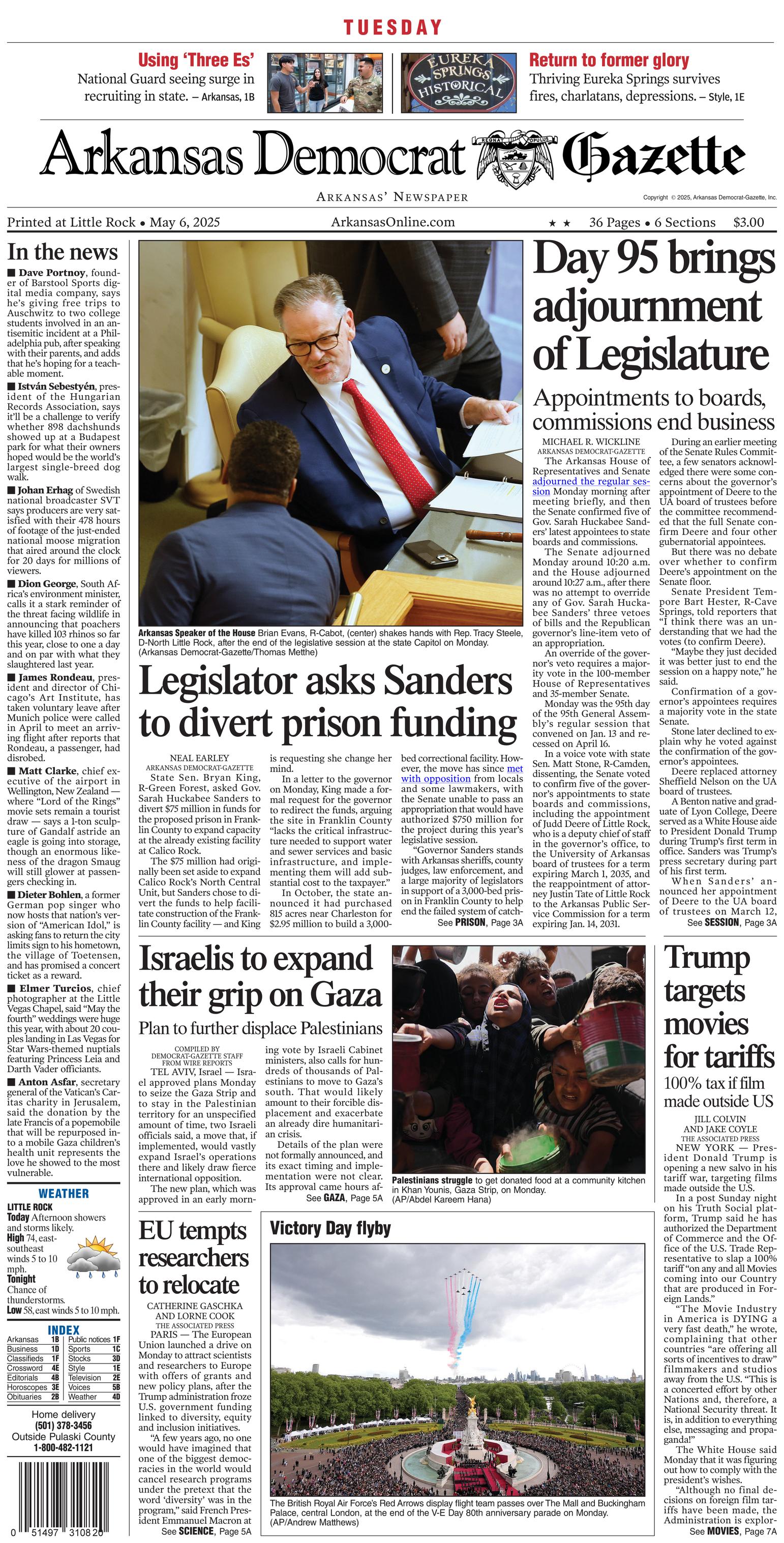 Prima-pagina-Arkansas-Democrat-Gazette-oggi-edizione-di-oggi-20250506