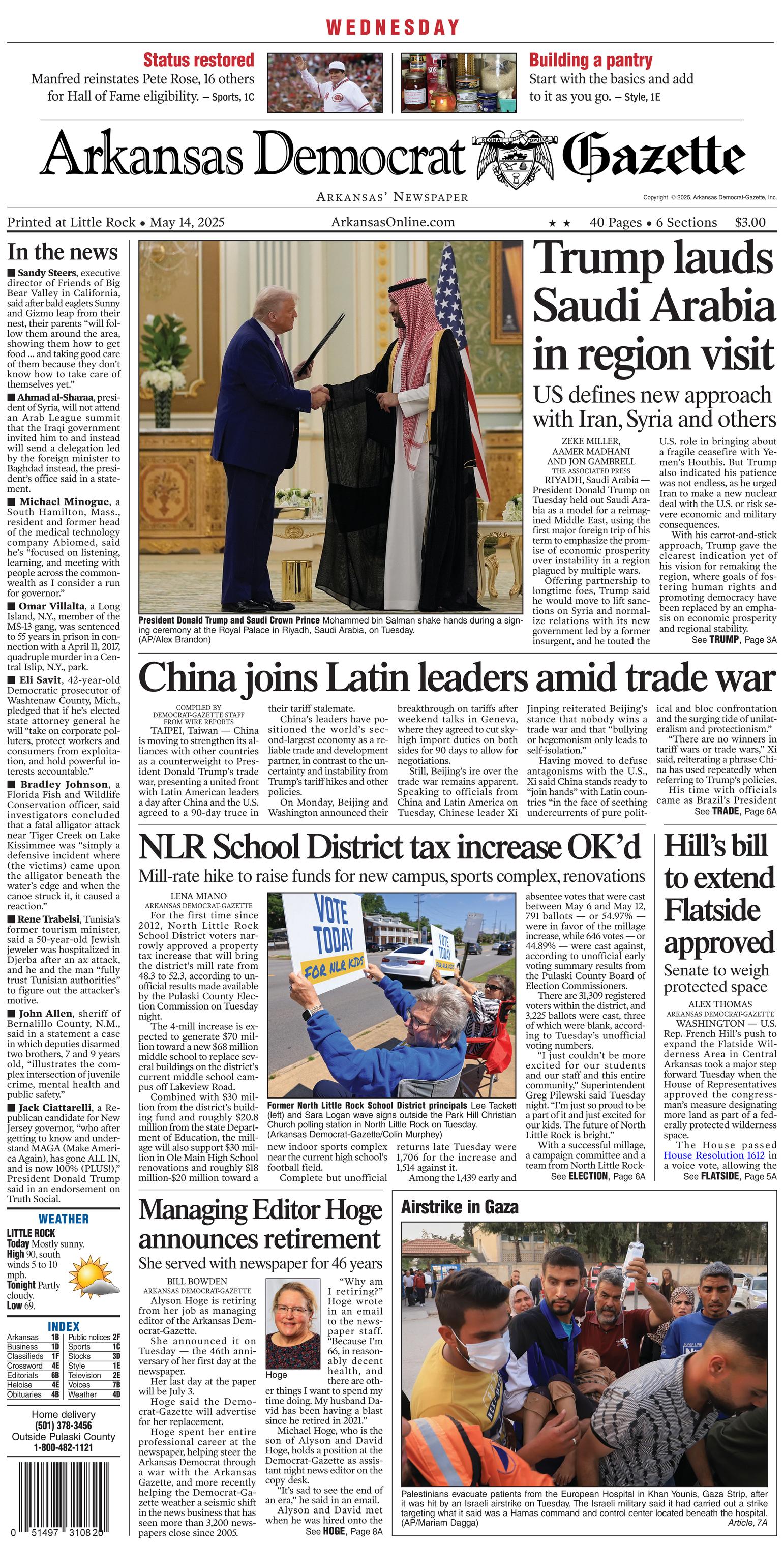 Prima-pagina-Arkansas-Democrat-Gazette-oggi-edizione-di-oggi-20250514