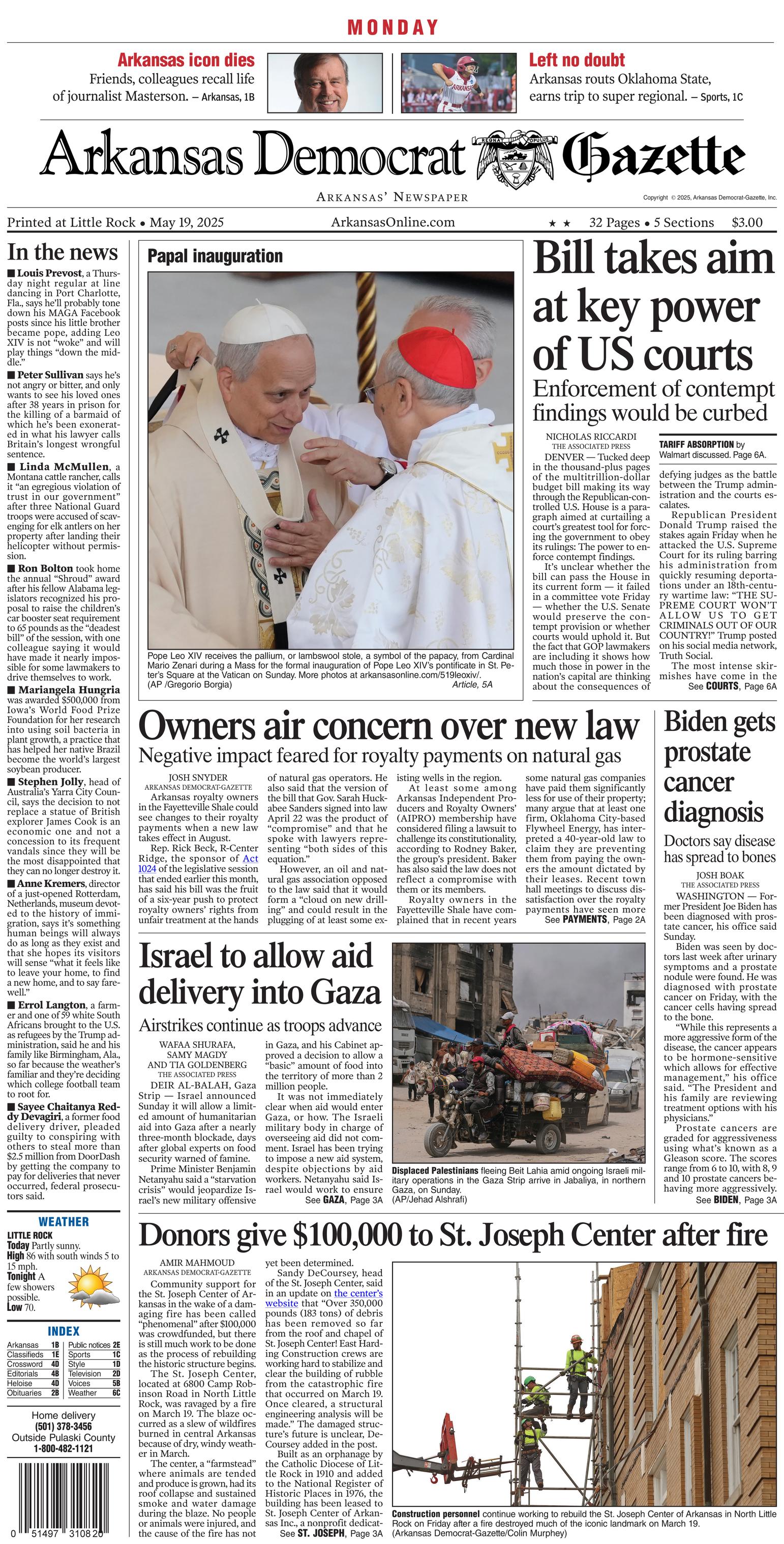 Prima-pagina-Arkansas-Democrat-Gazette-oggi-edizione-di-oggi-20250519