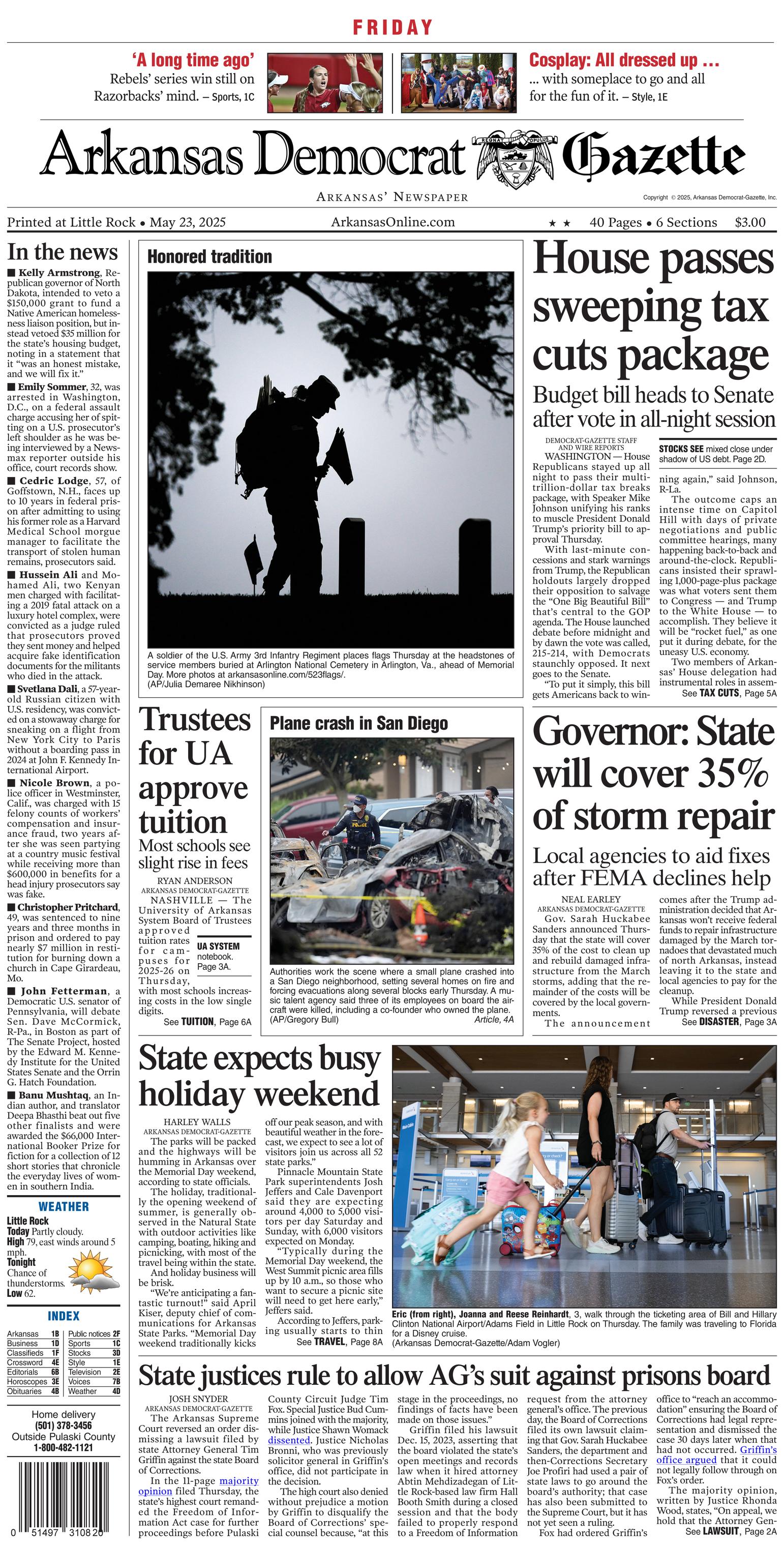 Prima-pagina-Arkansas-Democrat-Gazette-oggi-edizione-di-oggi-20250523