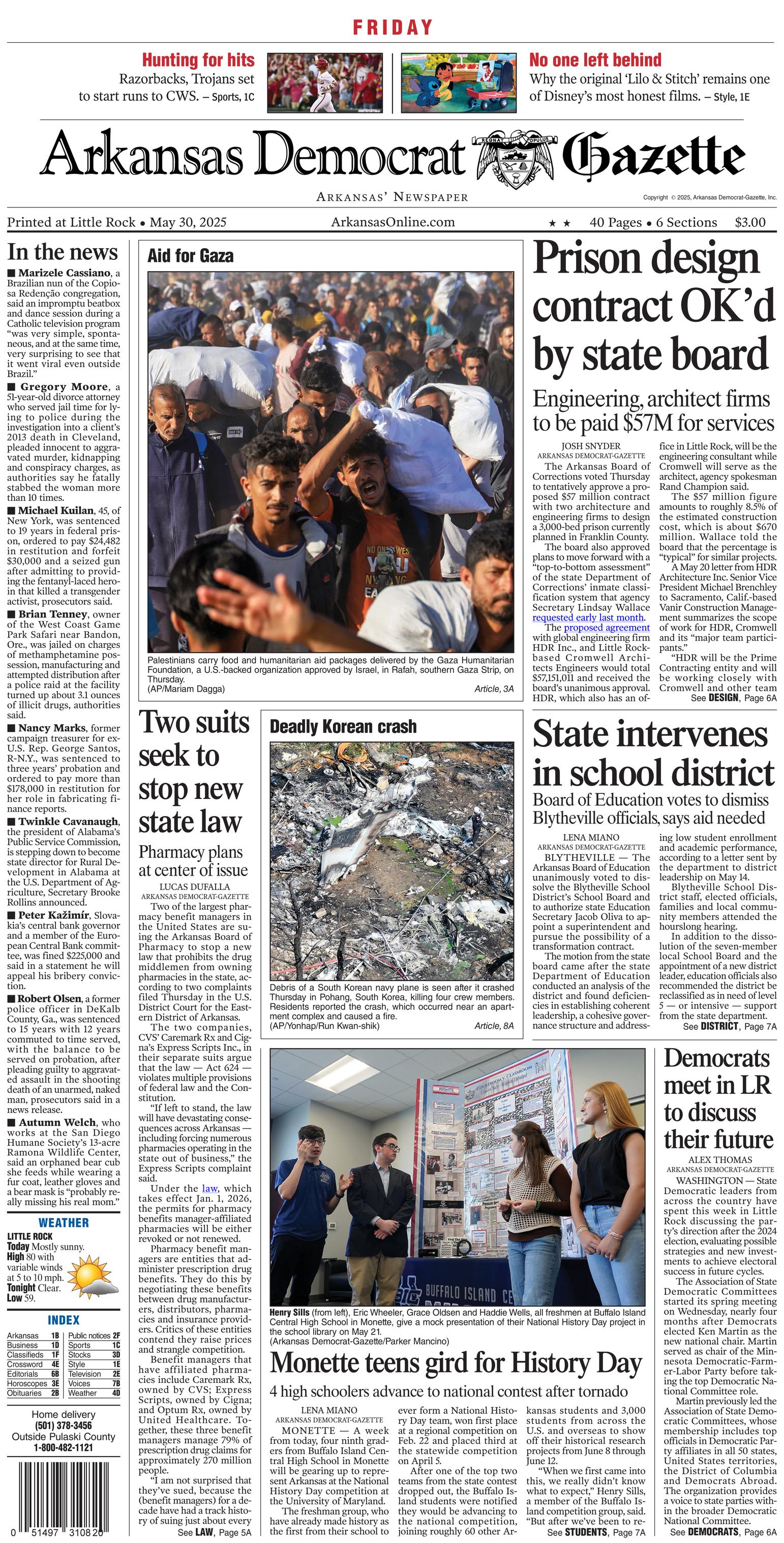 Prima-pagina-Arkansas-Democrat-Gazette-oggi-edizione-di-oggi-20250530