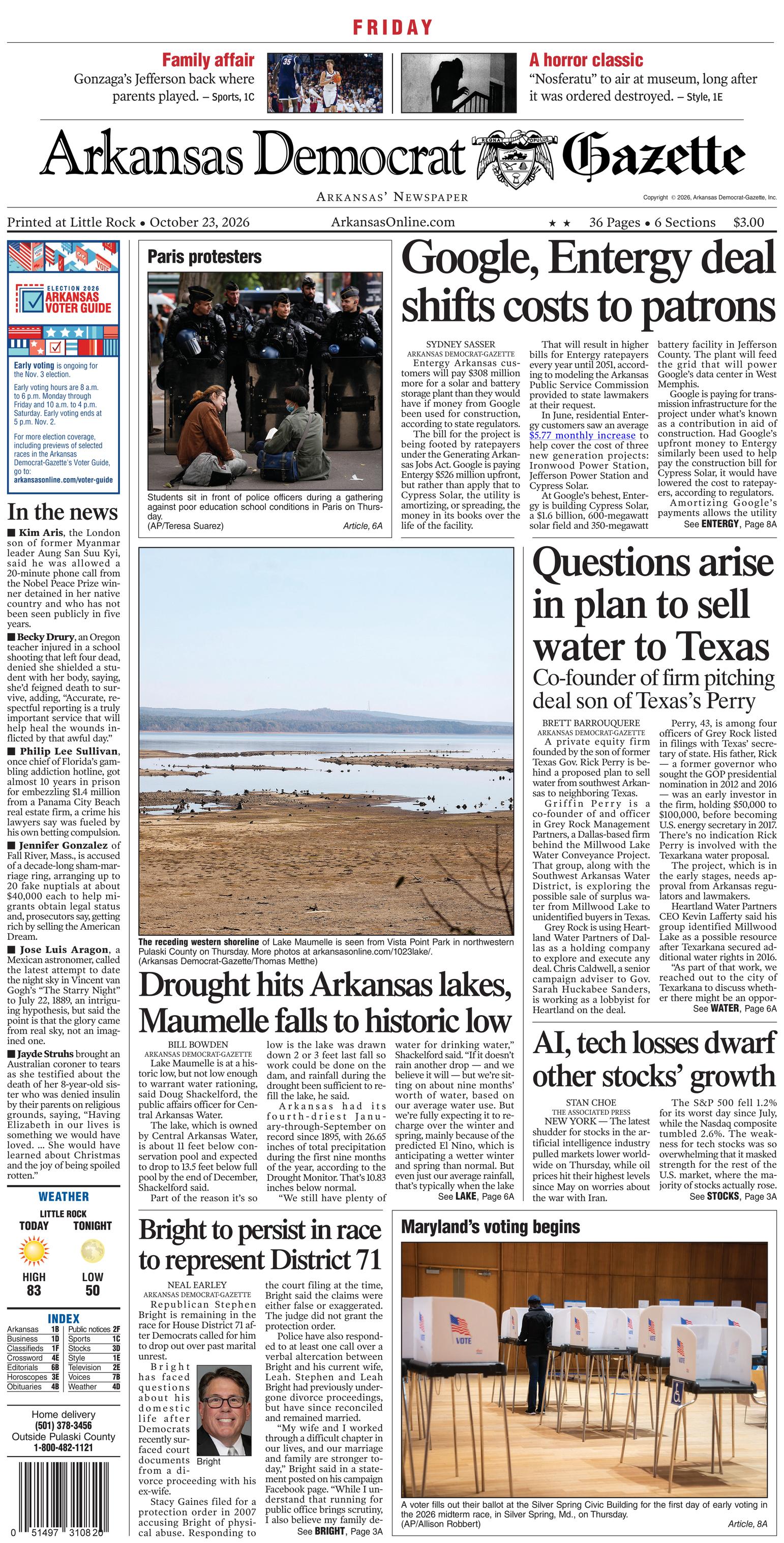 Prima-pagina-Arkansas-Democrat-Gazette-oggi-edizione-di-oggi-20261023