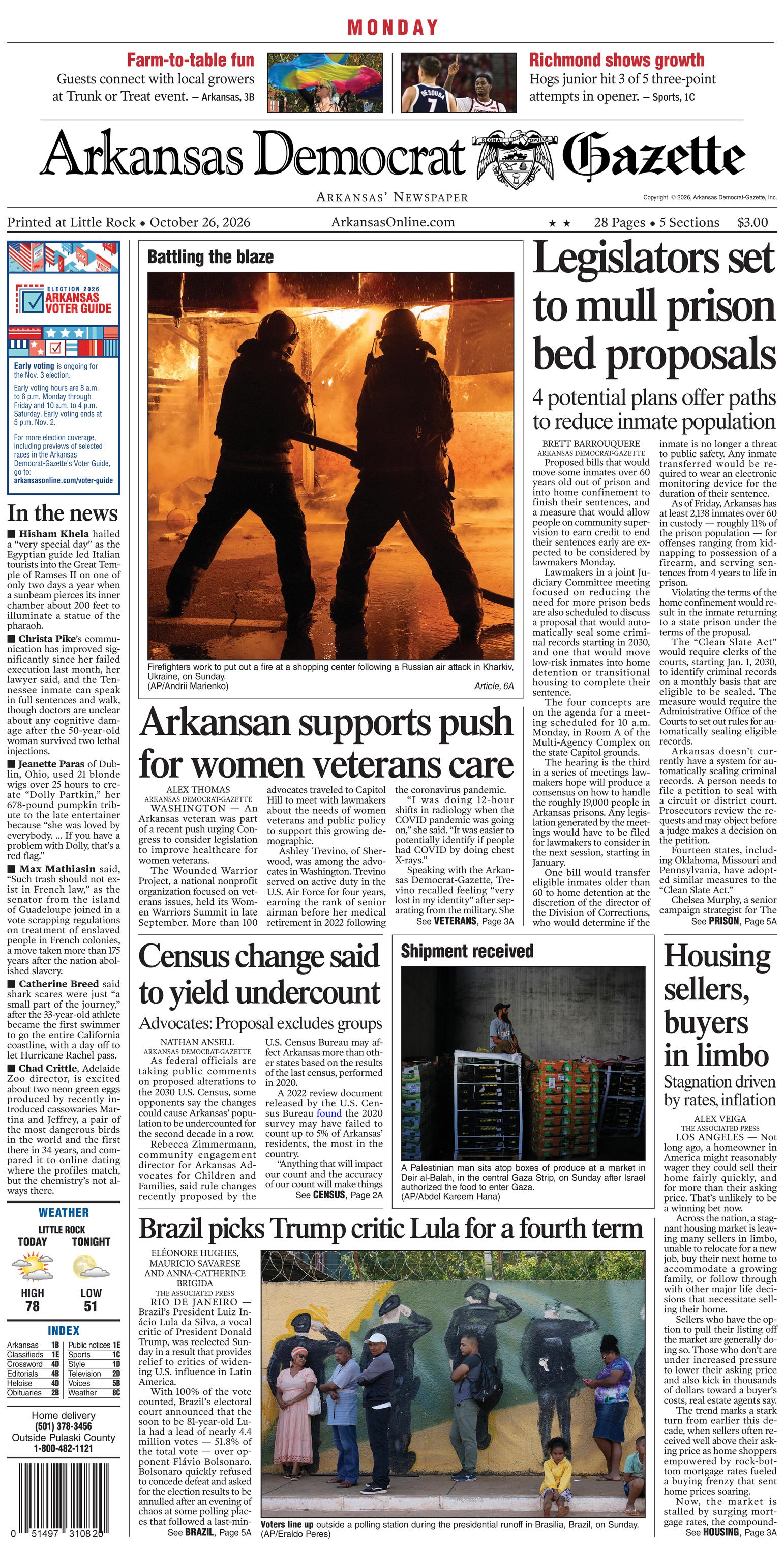 Prima-pagina-Arkansas-Democrat-Gazette-oggi-edizione-di-oggi-20261026