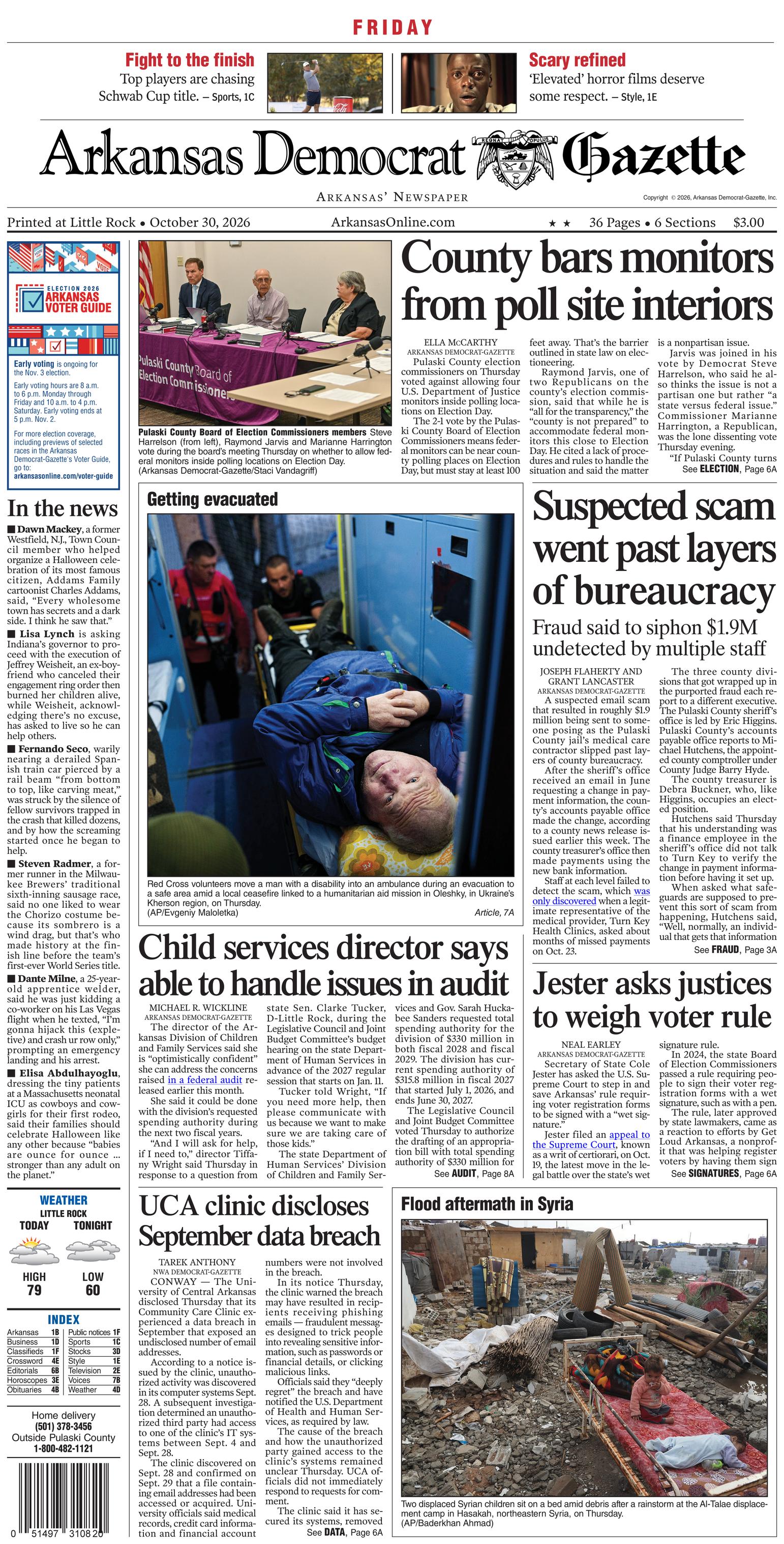 Prima-pagina-Arkansas-Democrat-Gazette-oggi-edizione-di-oggi-20261030