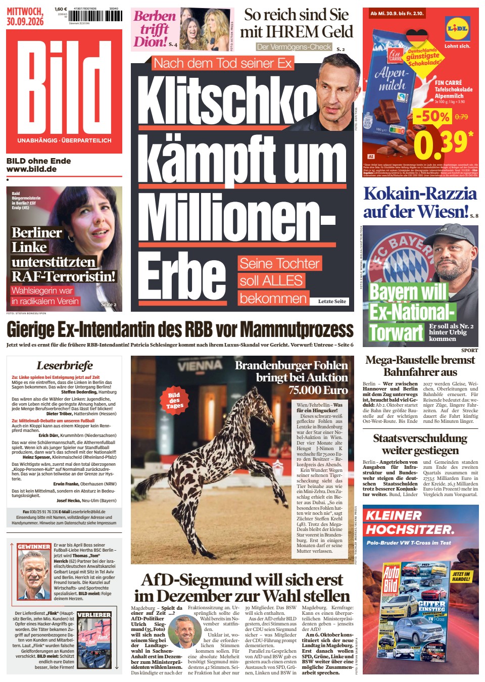 Prima-pagina-Bild-oggi-edizione-di-oggi-20260930