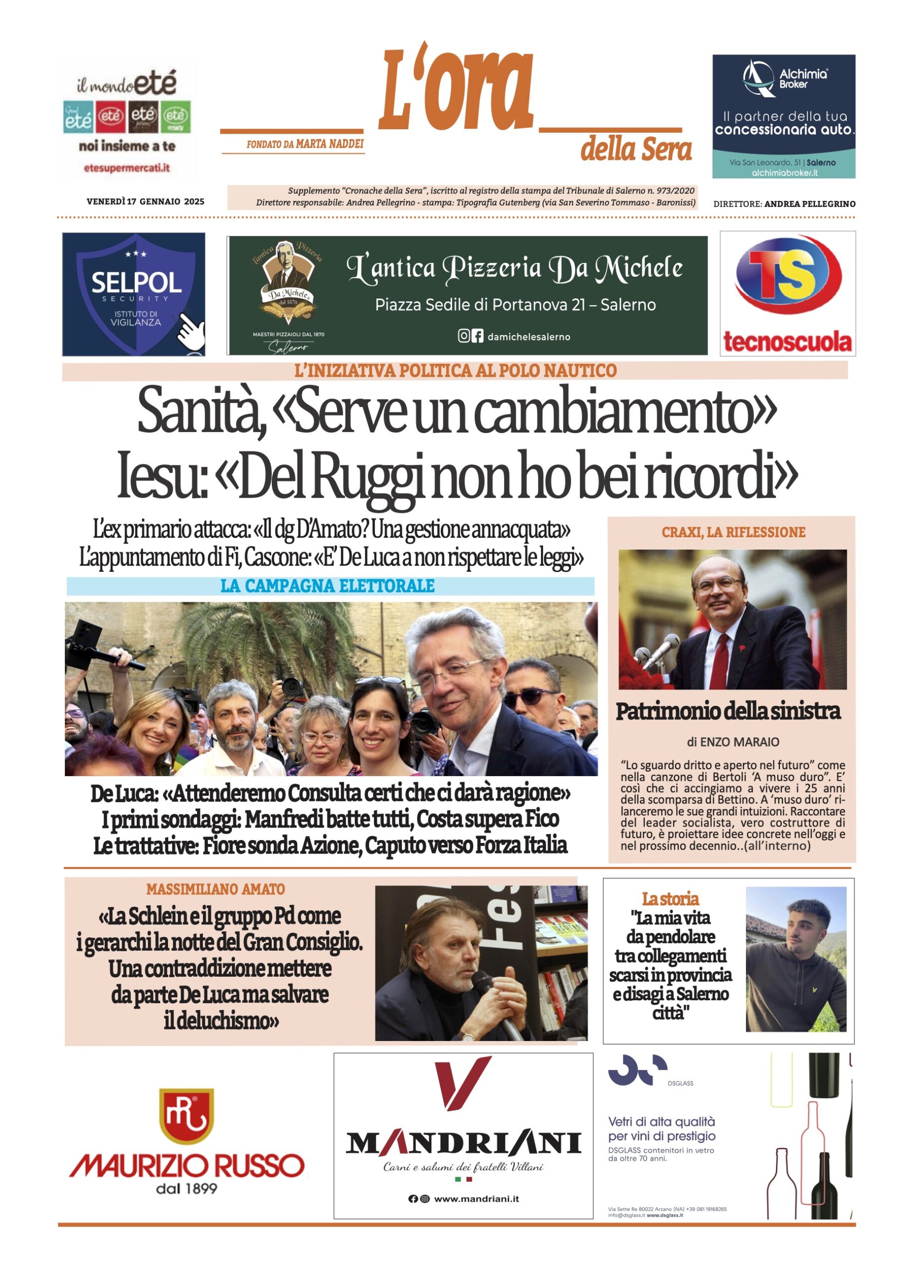 Prima-pagina-Cronache-della-Sera-oggi-edizione-di-oggi-20250117