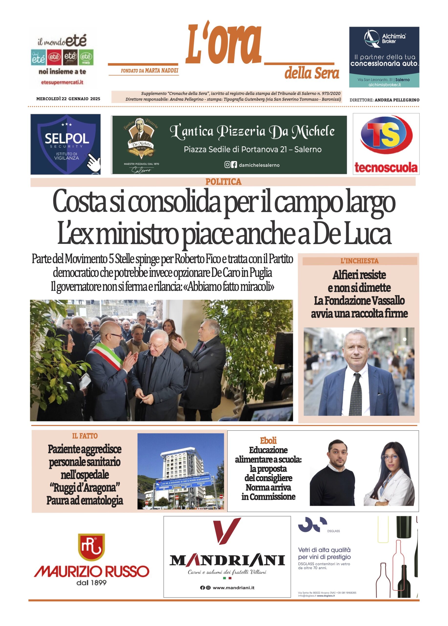 Prima-pagina-Cronache-della-Sera-oggi-edizione-di-oggi-20250122
