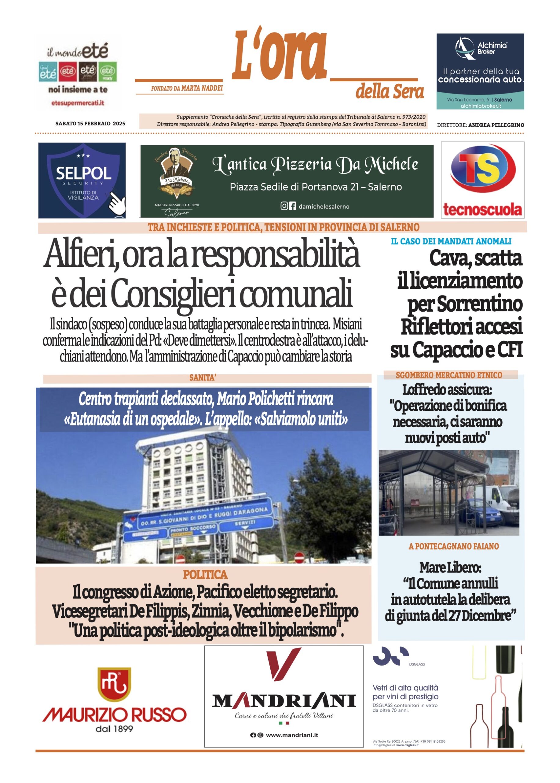 Prima-pagina-Cronache-della-Sera-oggi-edizione-di-oggi-20250215