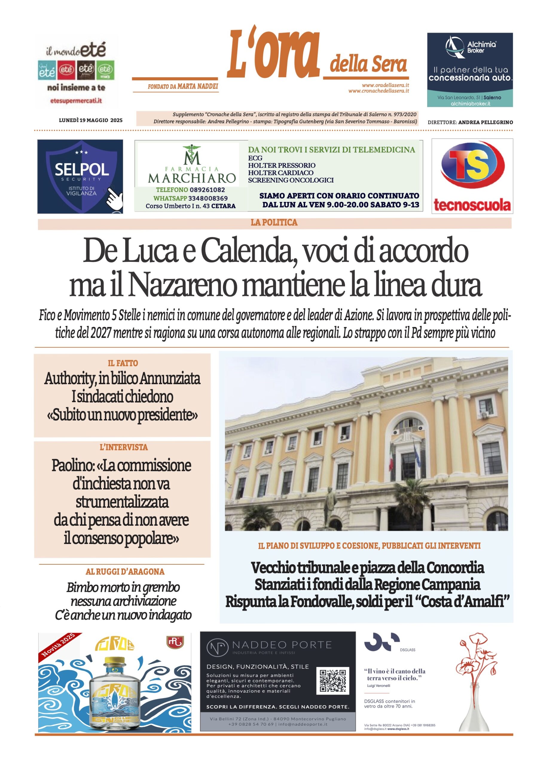 Prima-pagina-Cronache-della-Sera-oggi-edizione-di-oggi-20250519