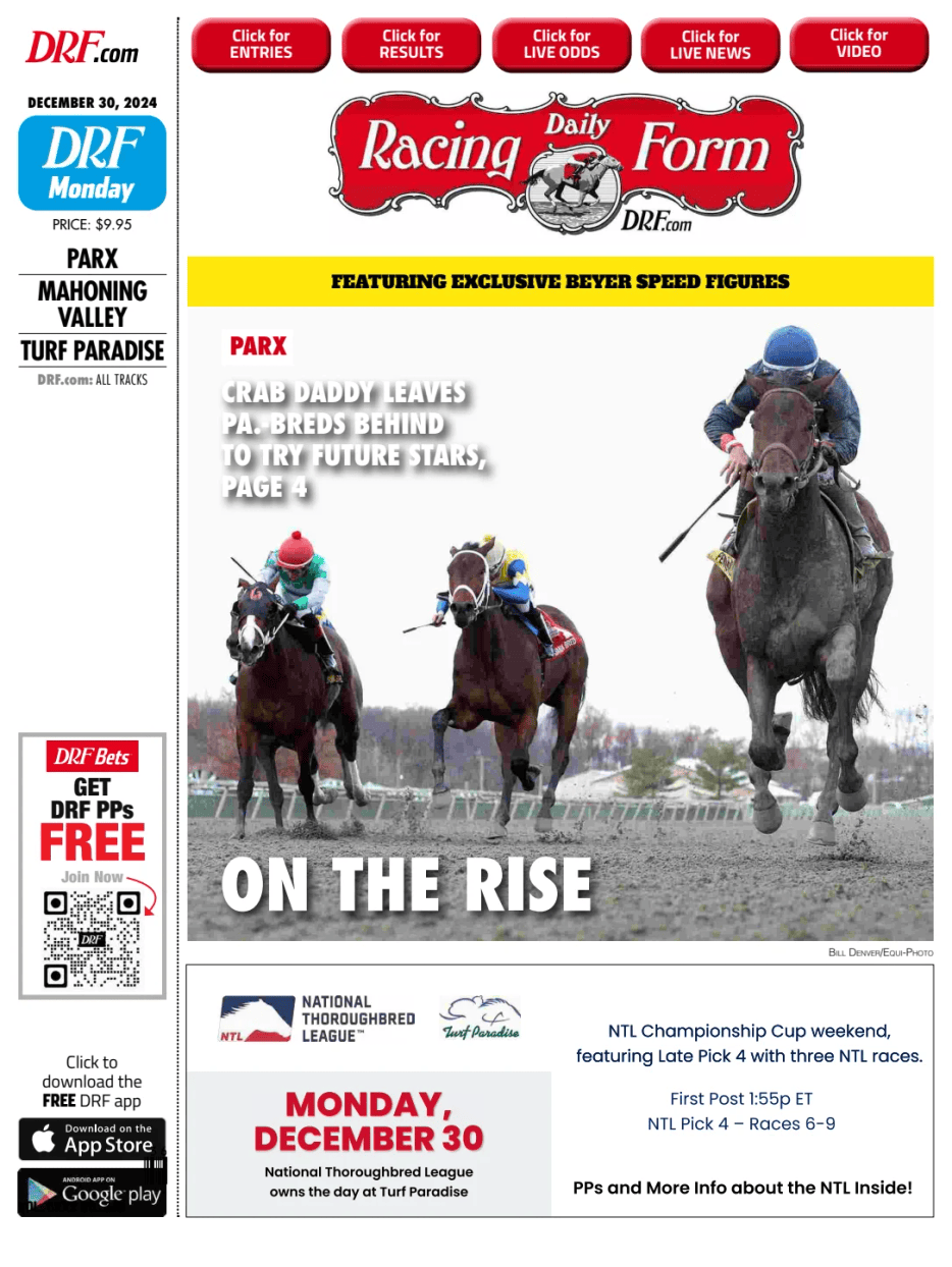 Prima-pagina-Daily-Racing-Form-oggi-edizione-di-oggi-20241230