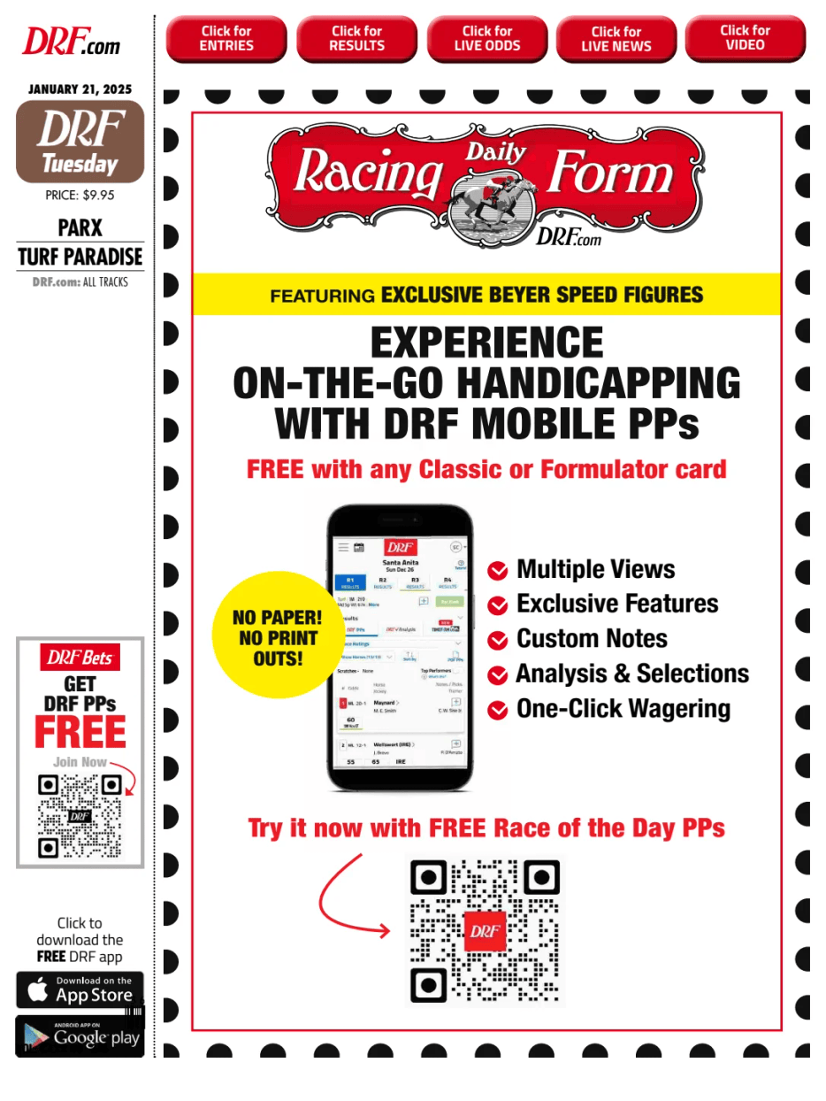 Prima-pagina-Daily-Racing-Form-oggi-edizione-di-oggi-20250121