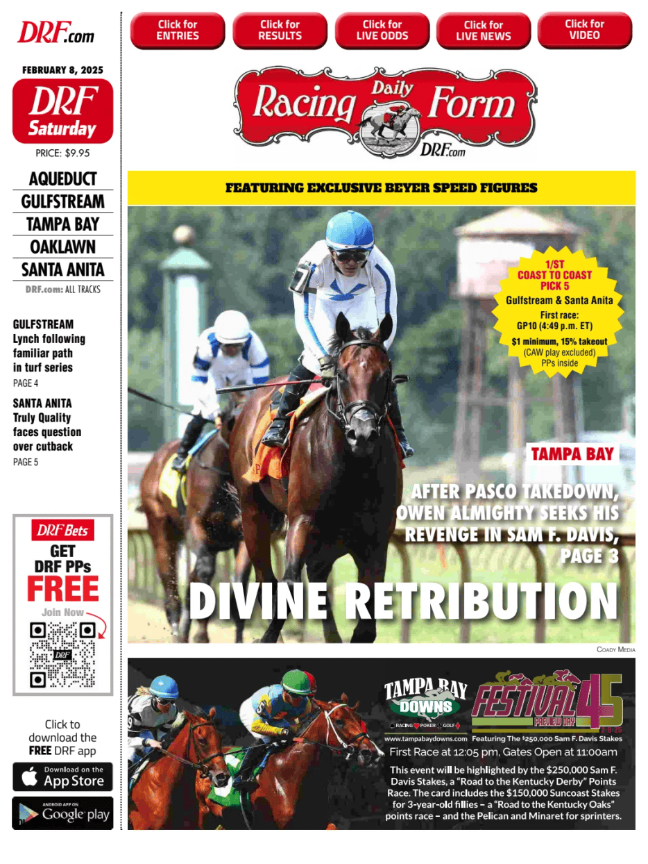 Prima-pagina-Daily-Racing-Form-oggi-edizione-di-oggi-20250208