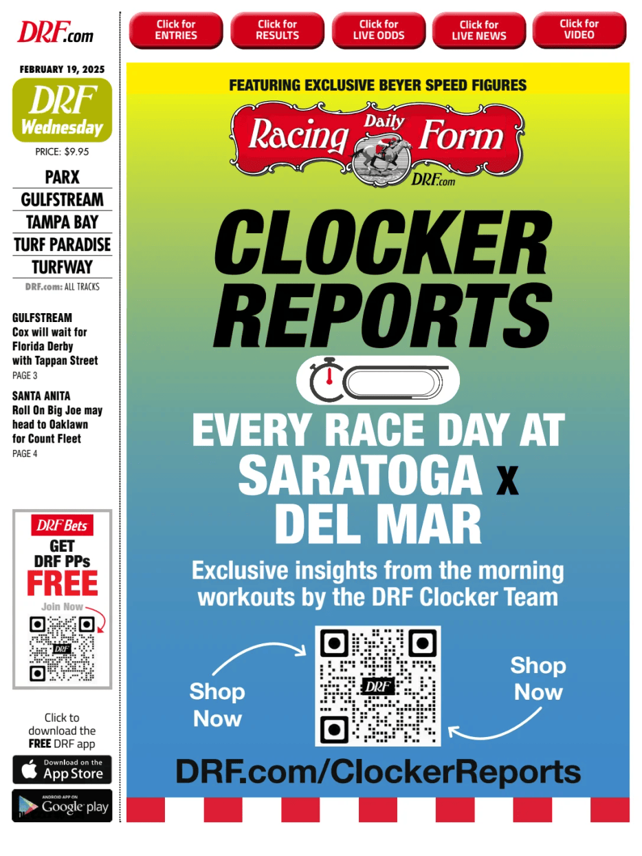 Prima-pagina-Daily-Racing-Form-oggi-edizione-di-oggi-20250219