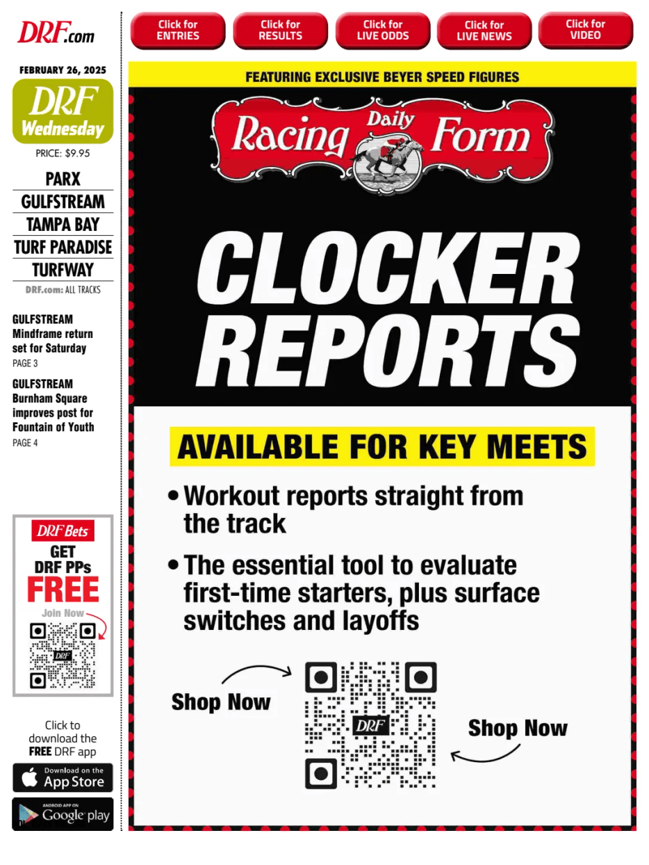 Prima-pagina-Daily-Racing-Form-oggi-edizione-di-oggi-20250226