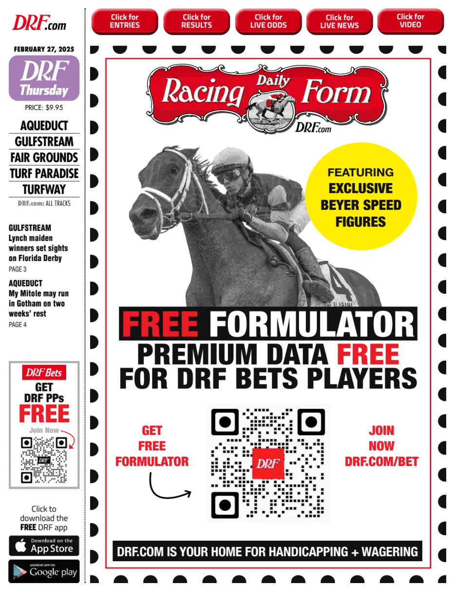 Prima-pagina-Daily-Racing-Form-oggi-edizione-di-oggi-20250227