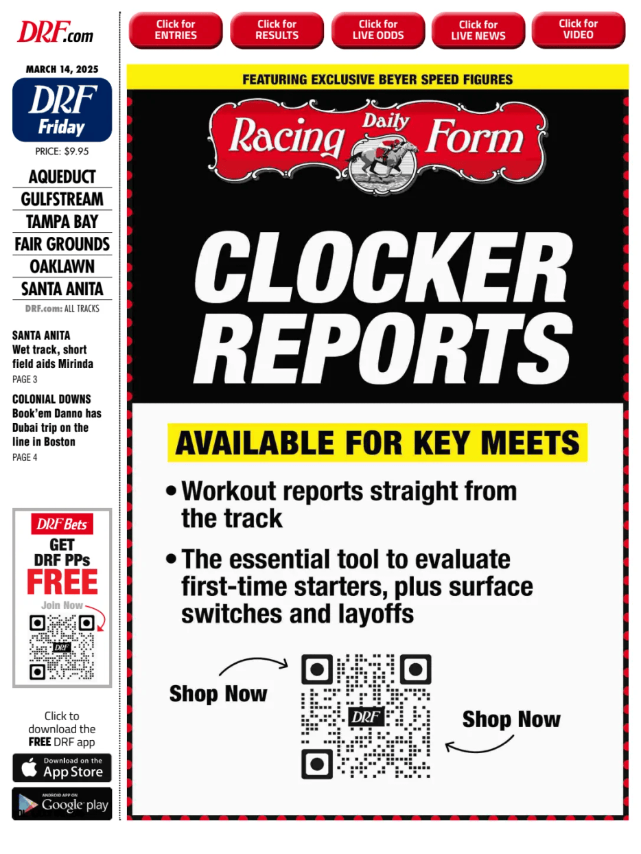 Prima-pagina-Daily-Racing-Form-oggi-edizione-di-oggi-20250314