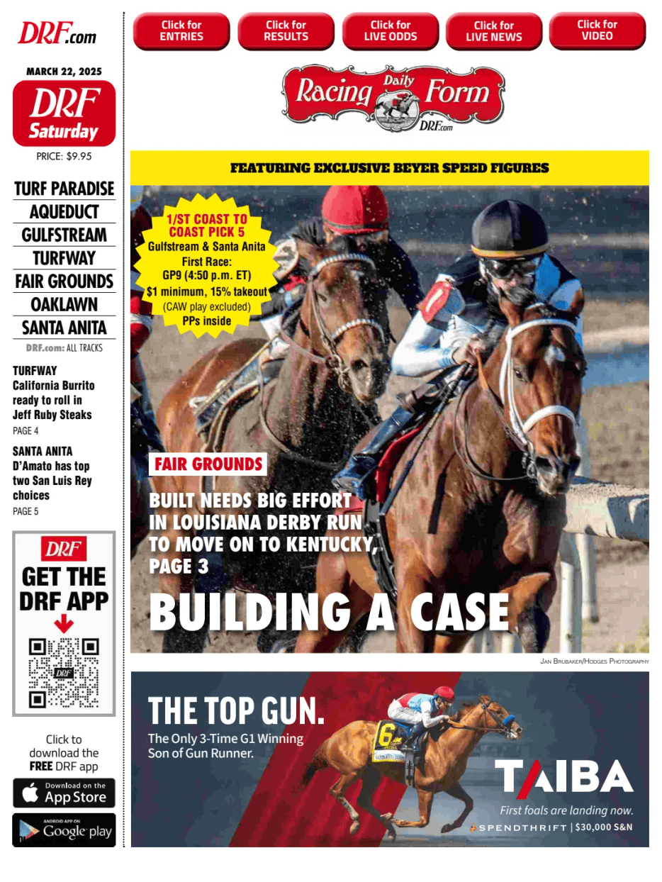 Prima-pagina-Daily-Racing-Form-oggi-edizione-di-oggi-20250322