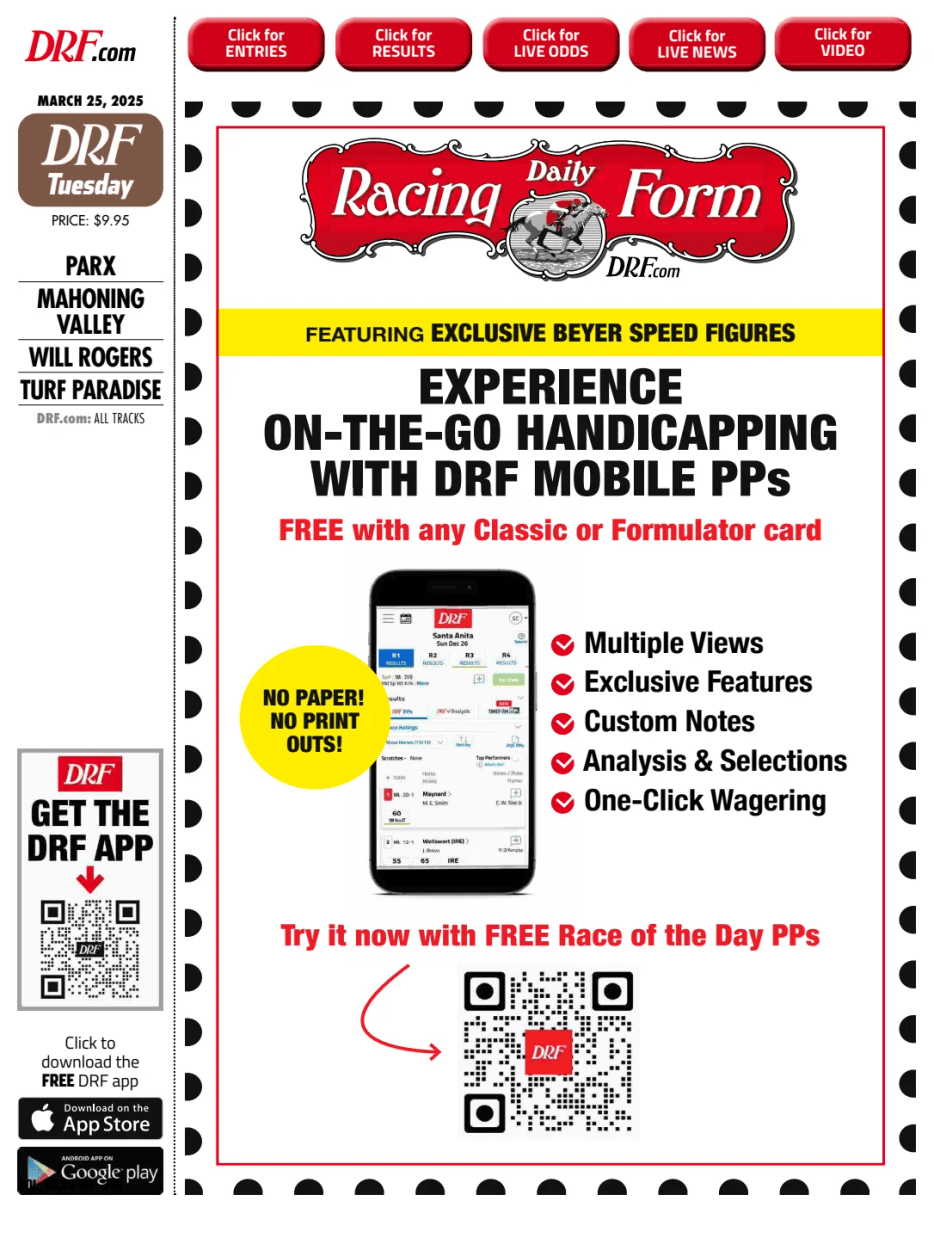 Prima-pagina-Daily-Racing-Form-oggi-edizione-di-oggi-20250325