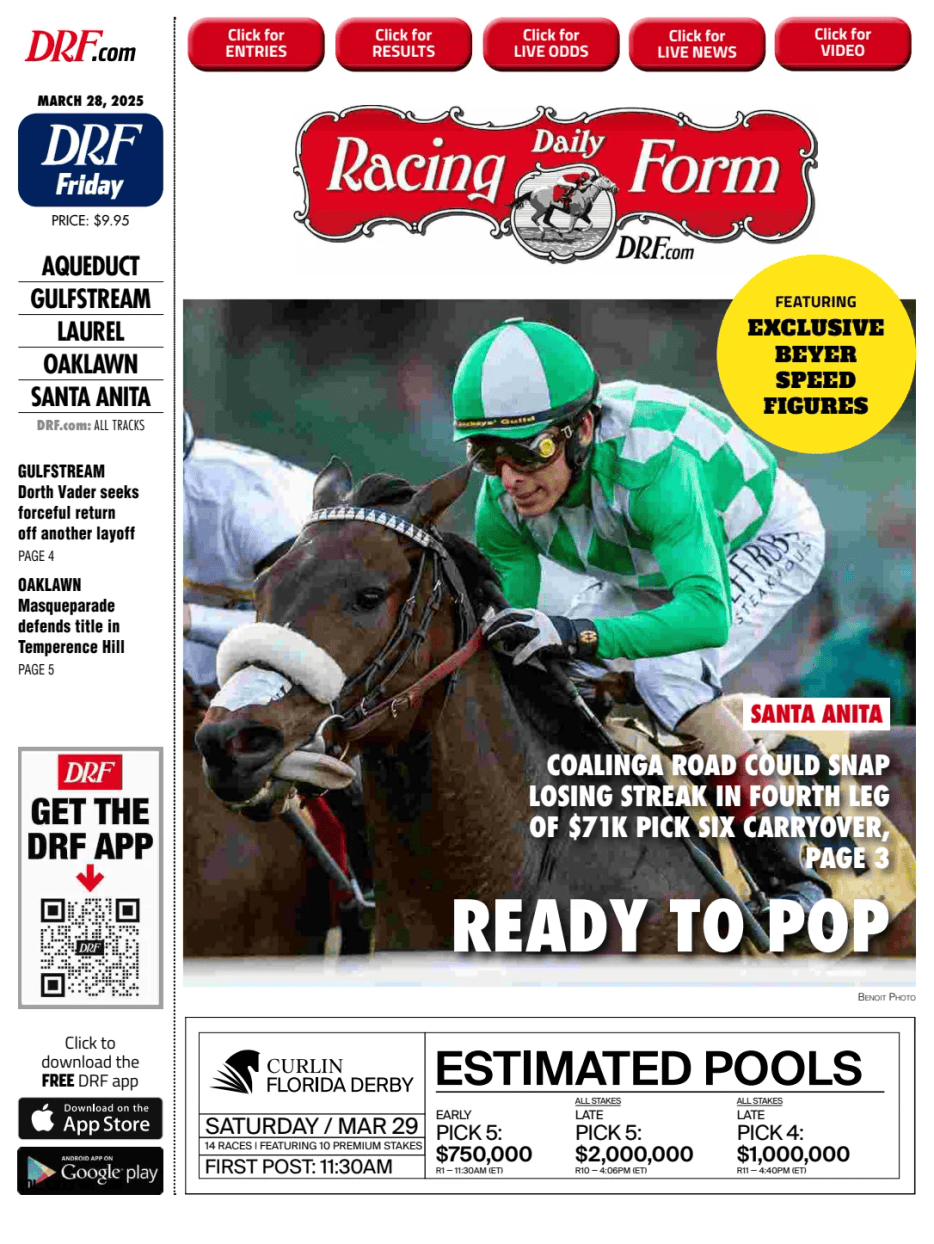 Prima-pagina-Daily-Racing-Form-oggi-edizione-di-oggi-20250328
