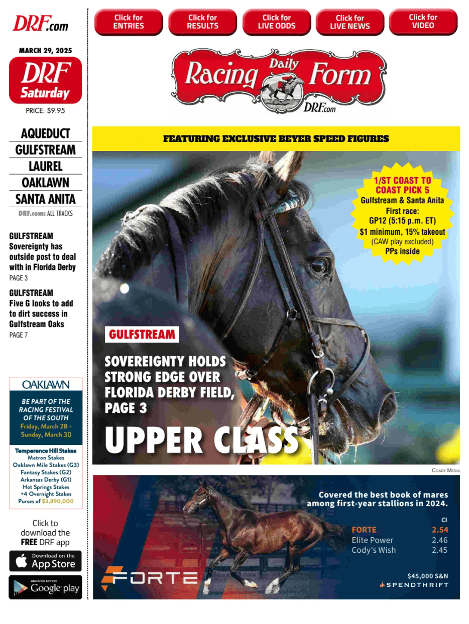 Prima-pagina-Daily-Racing-Form-oggi-edizione-di-oggi-20250329