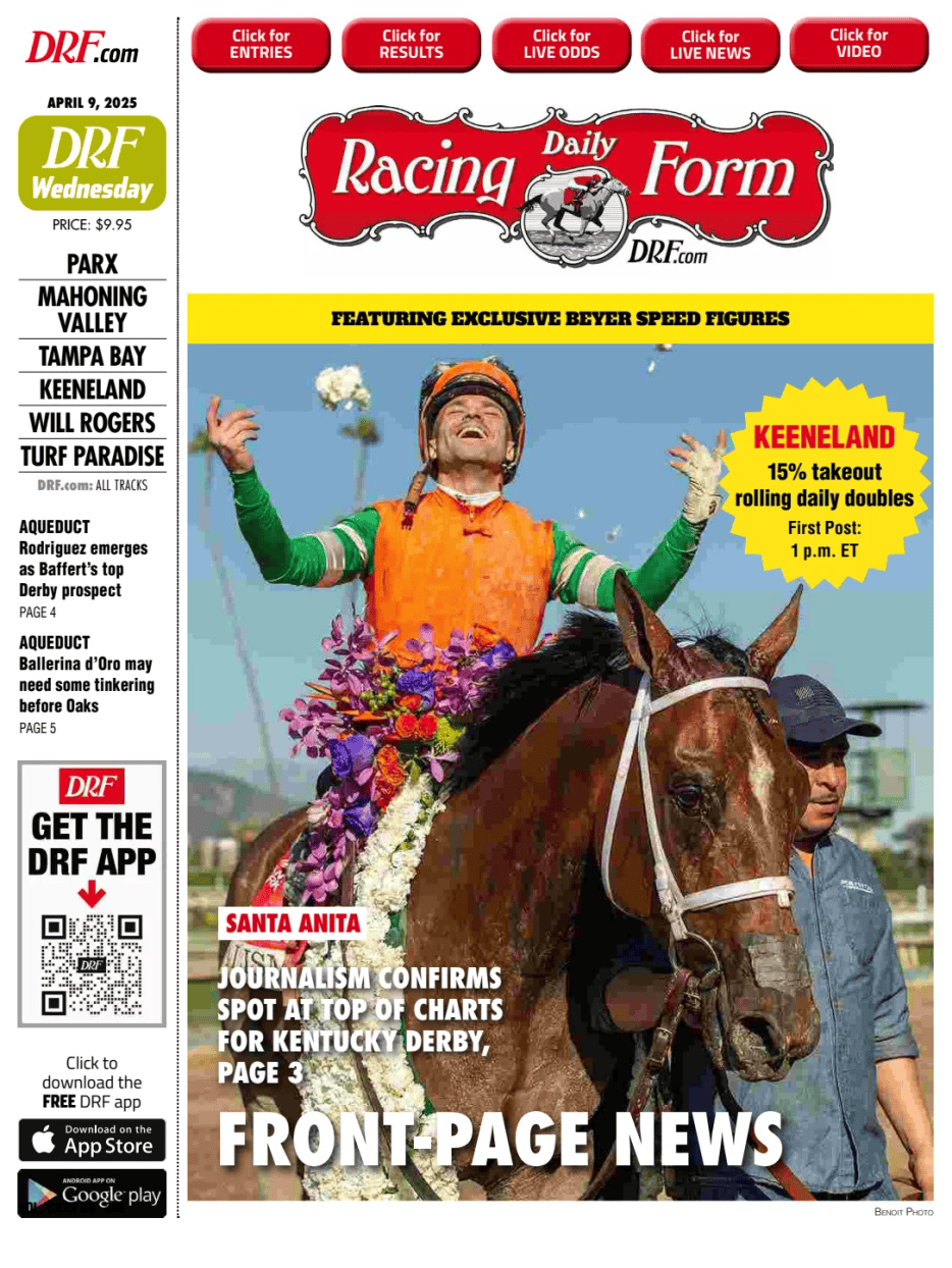 Prima-pagina-Daily-Racing-Form-oggi-edizione-di-oggi-20250409