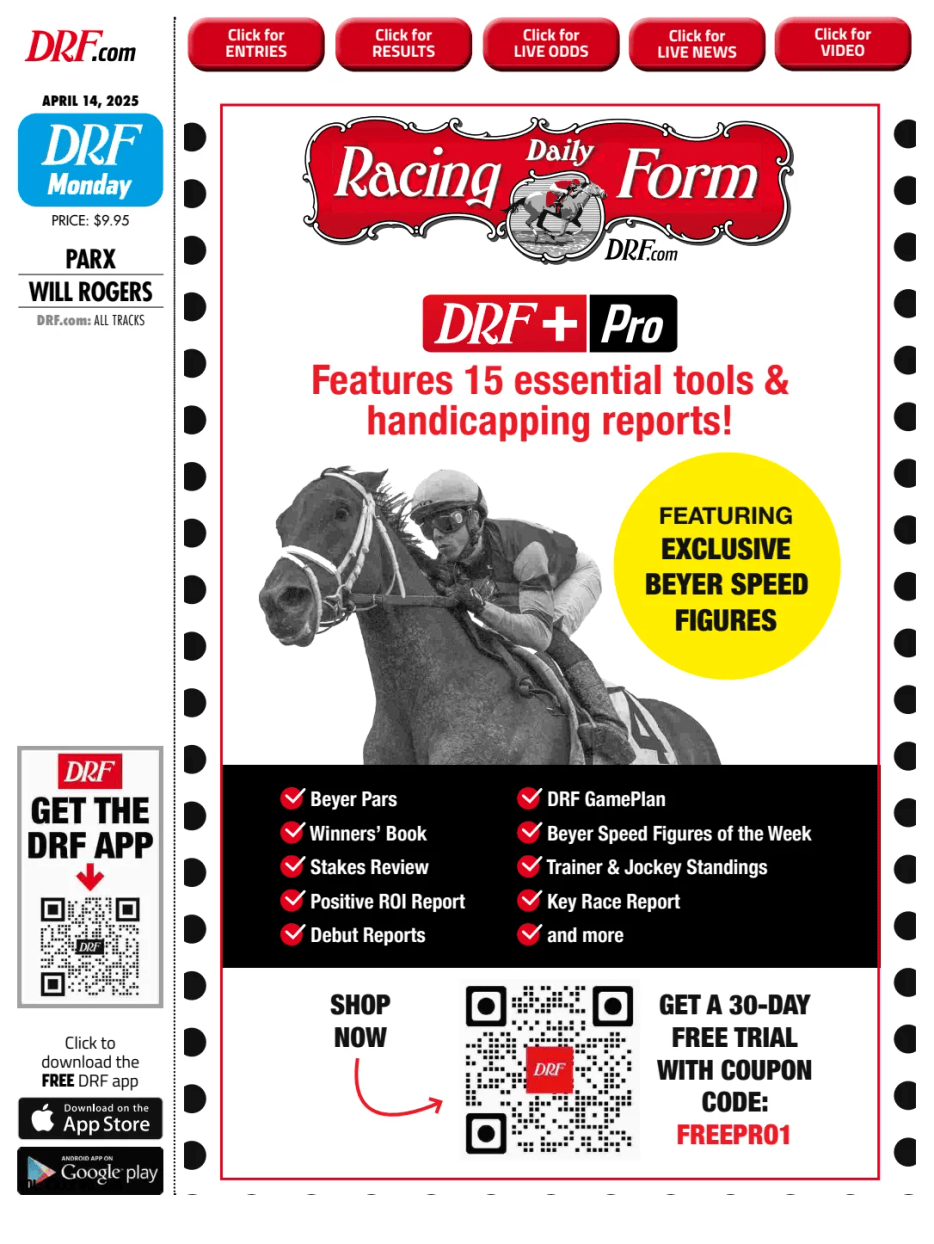 Prima-pagina-Daily-Racing-Form-oggi-edizione-di-oggi-20250414