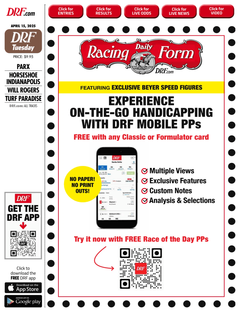 Prima-pagina-Daily-Racing-Form-oggi-edizione-di-oggi-20250415