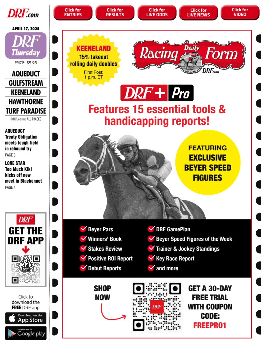 Prima-pagina-Daily-Racing-Form-oggi-edizione-di-oggi-20250417