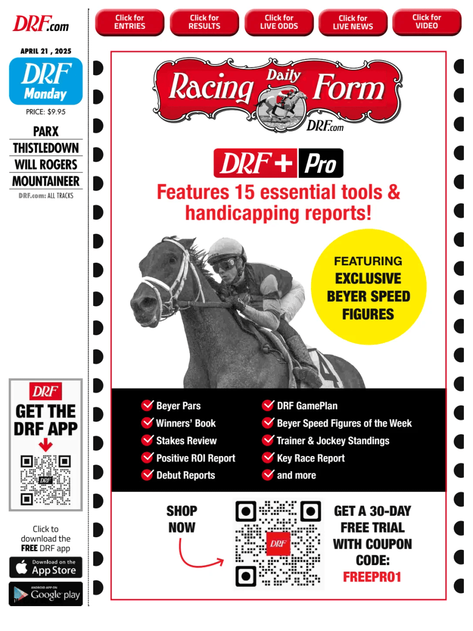 Prima-pagina-Daily-Racing-Form-oggi-edizione-di-oggi-20250421