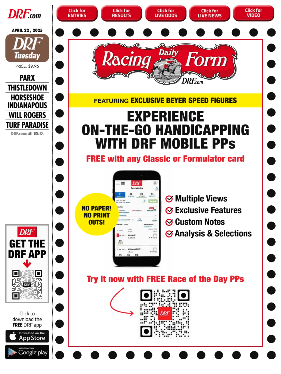 Prima-pagina-Daily-Racing-Form-oggi-edizione-di-oggi-20250422