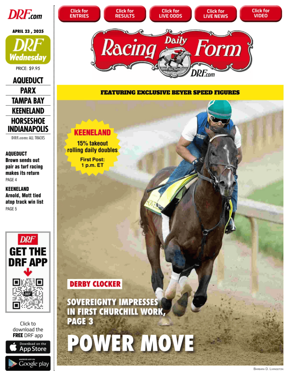 Prima-pagina-Daily-Racing-Form-oggi-edizione-di-oggi-20250423