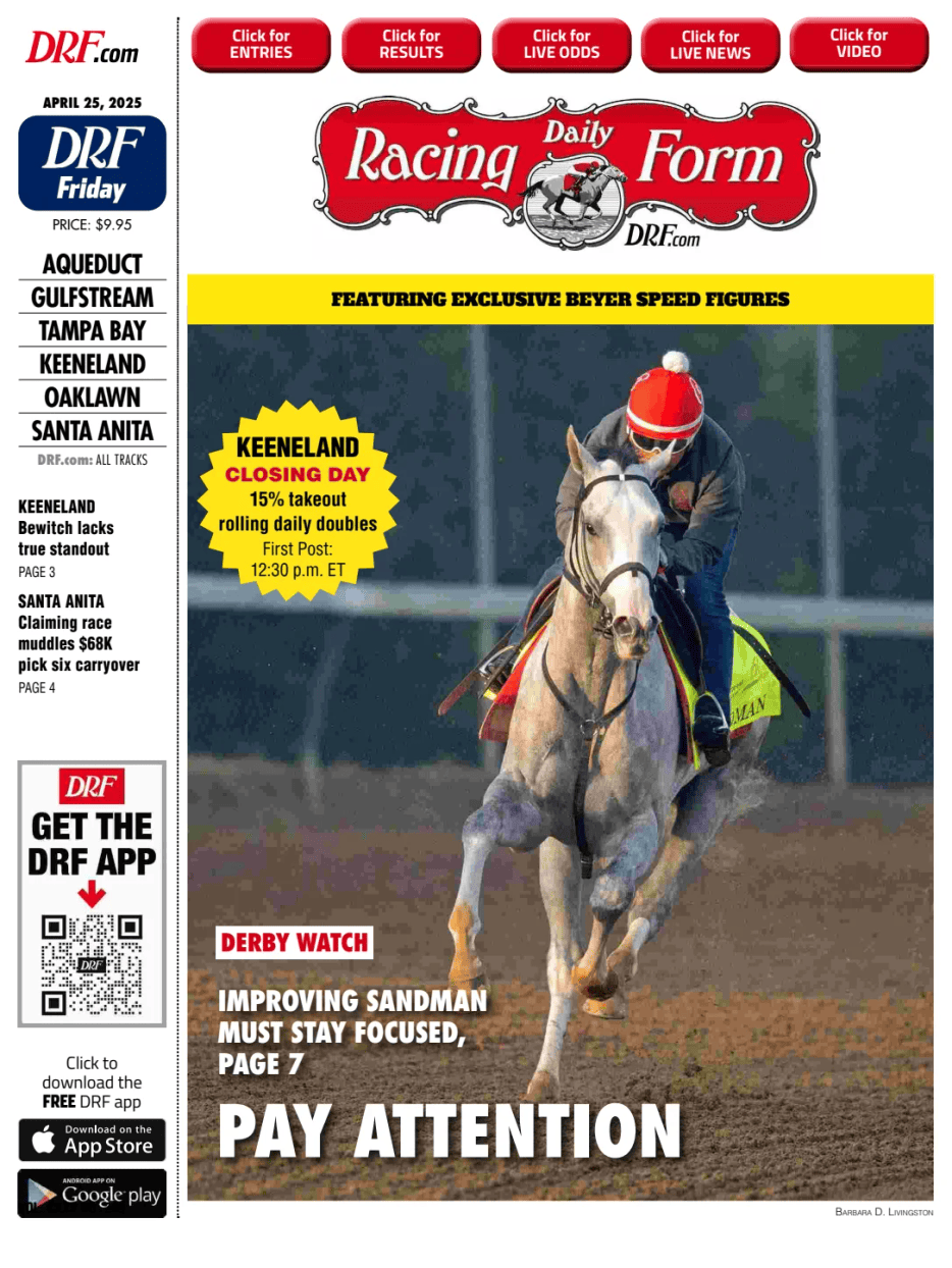 Prima-pagina-Daily-Racing-Form-oggi-edizione-di-oggi-20250425