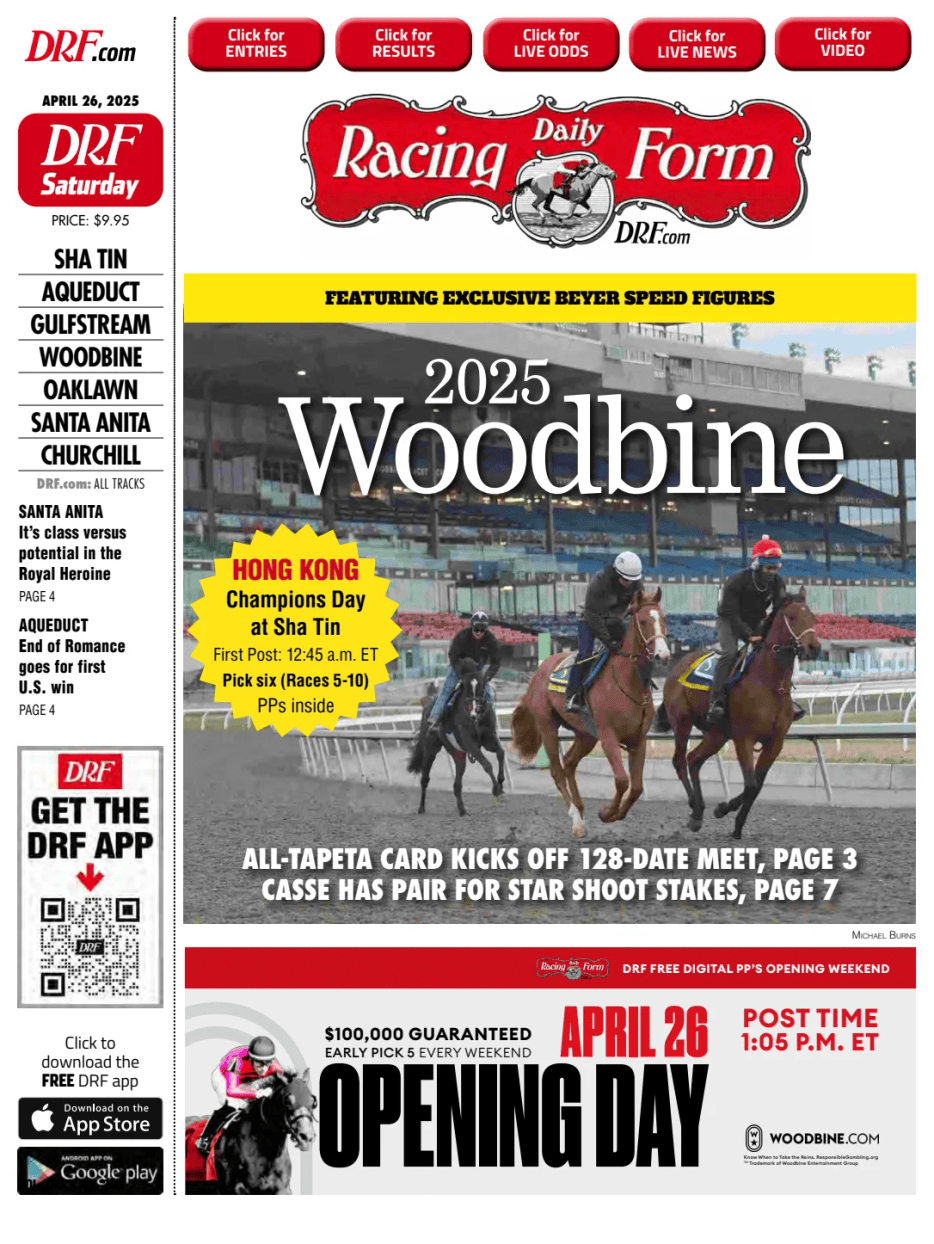 Prima-pagina-Daily-Racing-Form-oggi-edizione-di-oggi-20250426