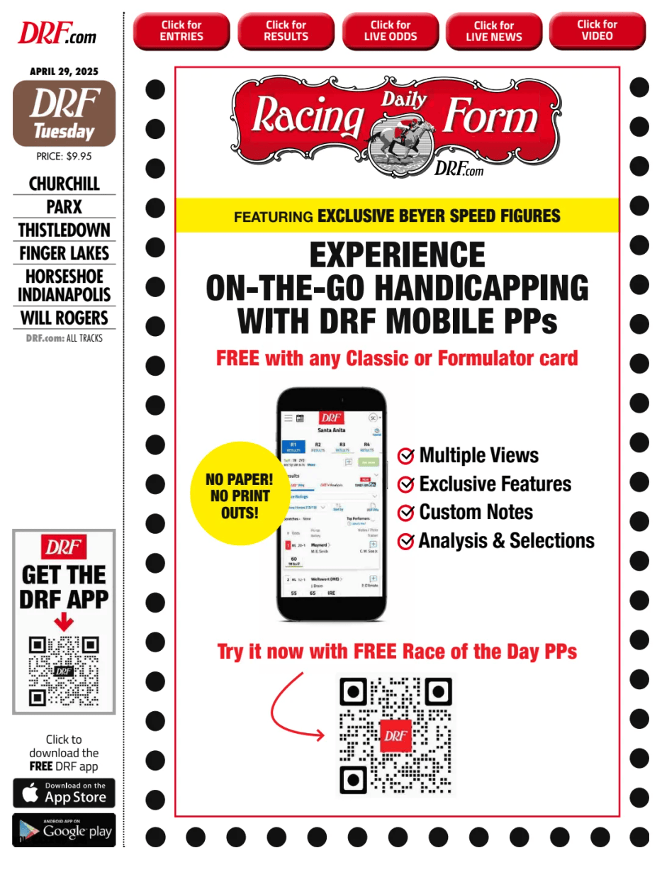 Prima-pagina-Daily-Racing-Form-oggi-edizione-di-oggi-20250429