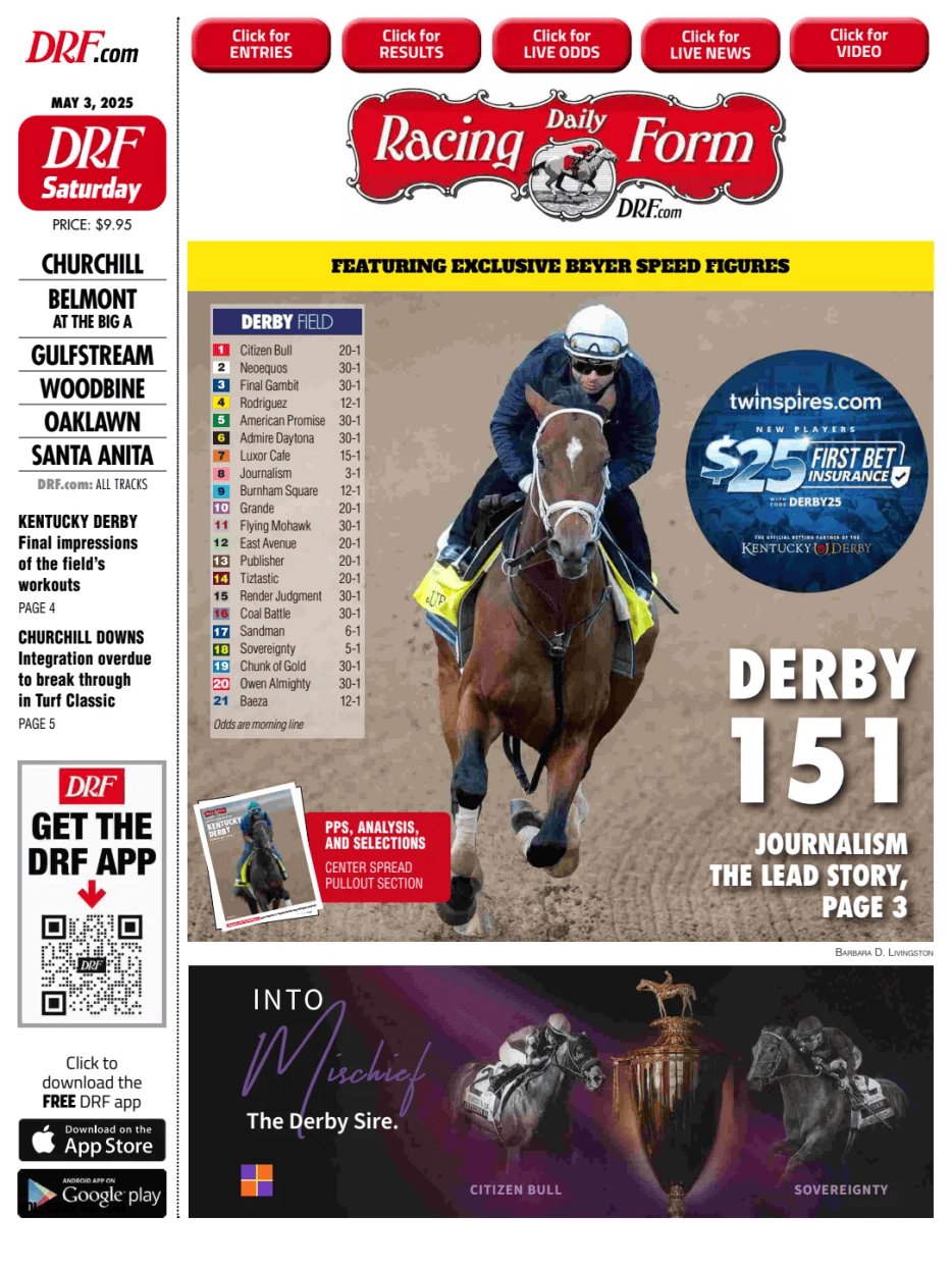 Prima-pagina-Daily-Racing-Form-oggi-edizione-di-oggi-20250503