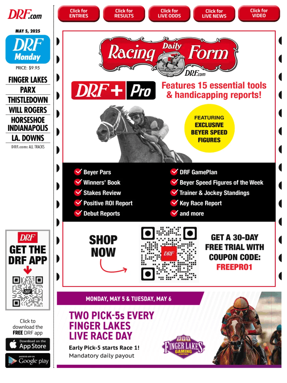 Prima-pagina-Daily-Racing-Form-oggi-edizione-di-oggi-20250505