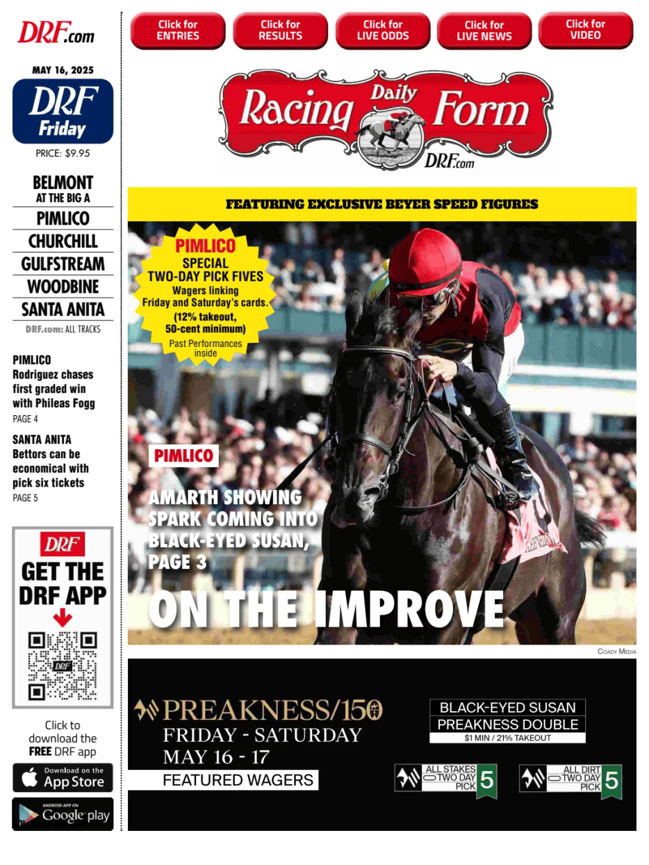 Prima-pagina-Daily-Racing-Form-oggi-edizione-di-oggi-20250516