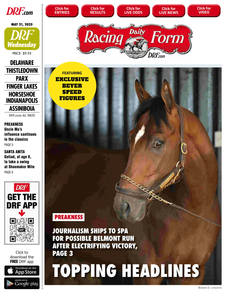 Prima-pagina-Daily-Racing-Form-oggi-edizione-di-oggi-20250521