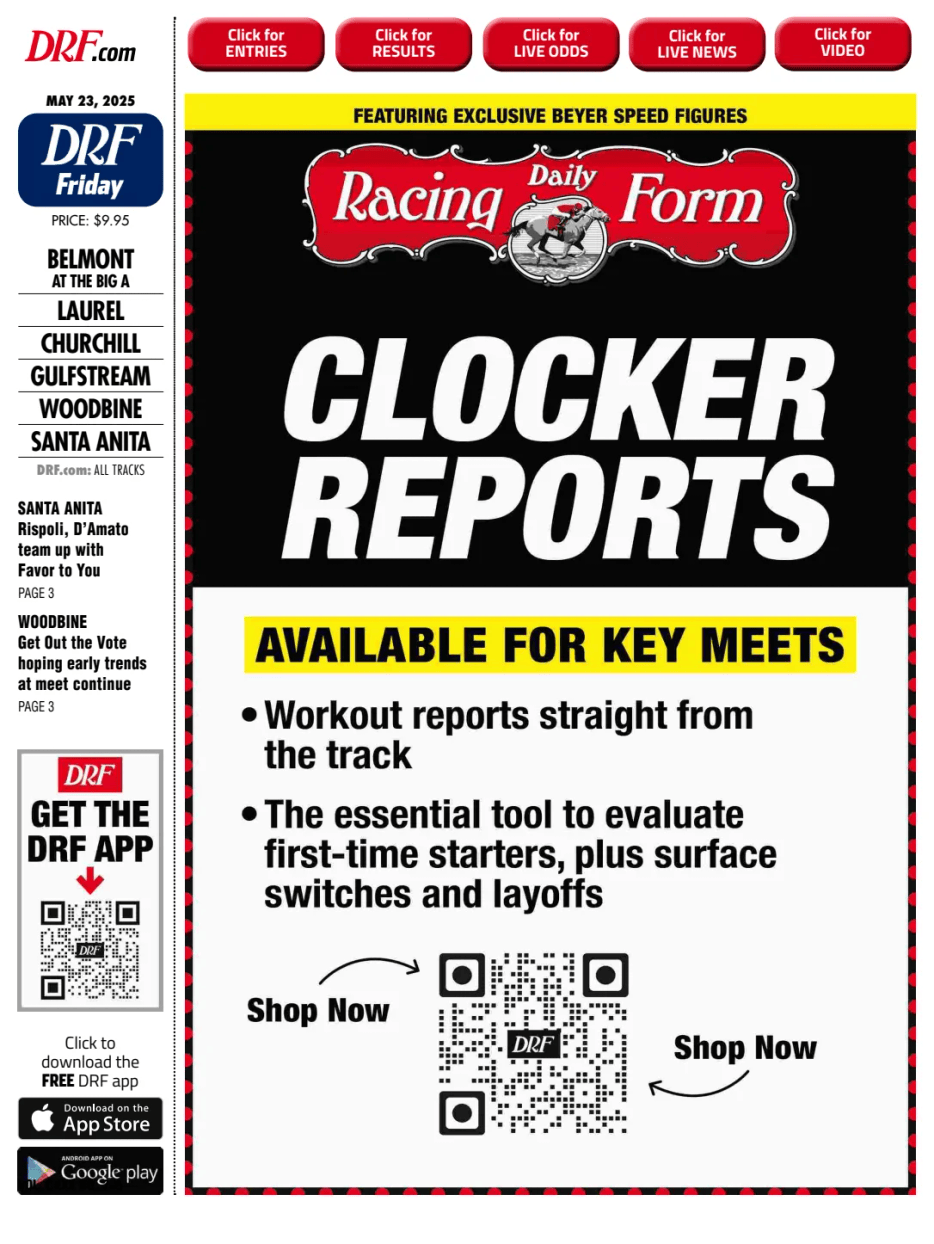 Prima-pagina-Daily-Racing-Form-oggi-edizione-di-oggi-20250523