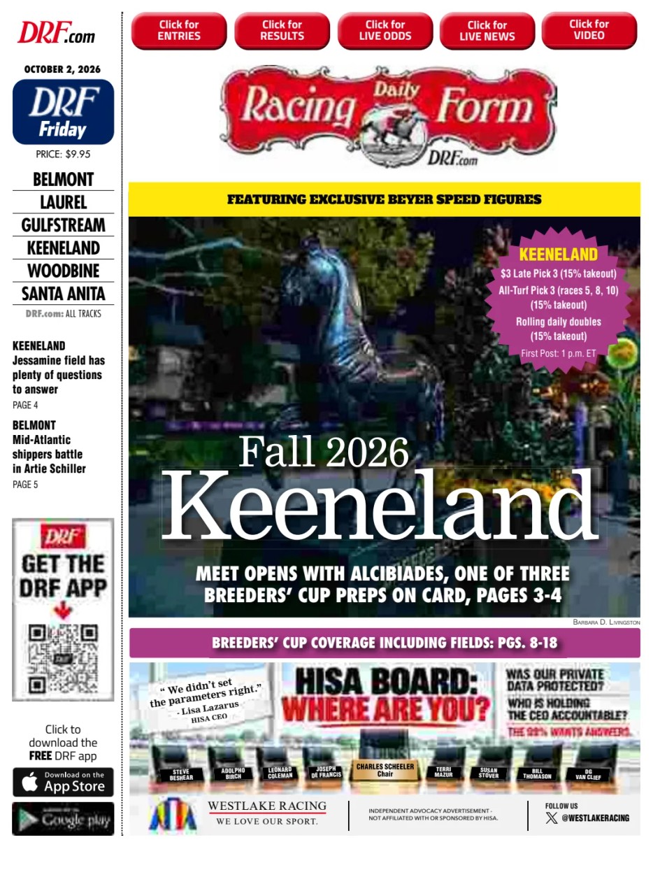 Prima-pagina-Daily-Racing-Form-oggi-edizione-di-oggi-20261002