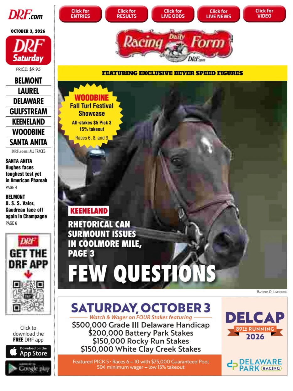 Prima-pagina-Daily-Racing-Form-oggi-edizione-di-oggi-20261003