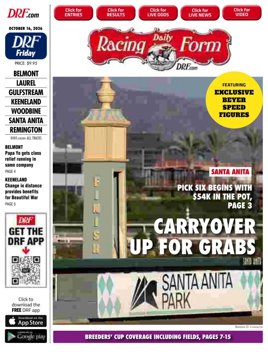 Prima-pagina-Daily-Racing-Form-oggi-edizione-di-oggi-20261016